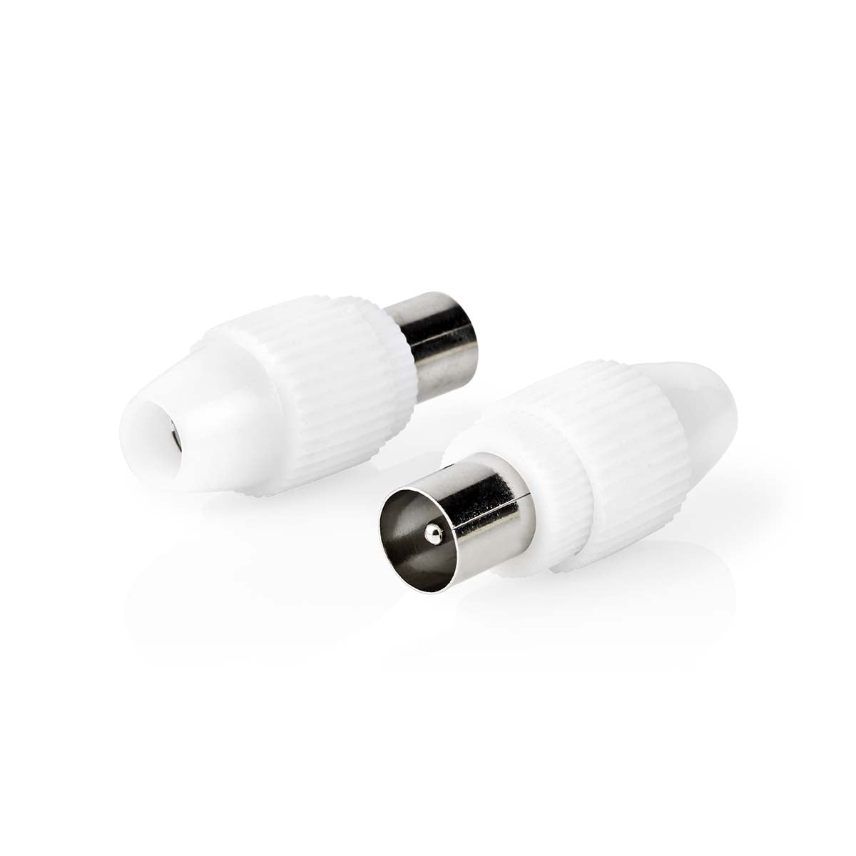 IEC (Coax) Stecker | Gerade | Stecker | Vernickelt | 75 Ohm | Schraube | Kabeleingangsdurchmesser: 7.0 mm | Metall / PVC | Weiss | 2 Stück | Box