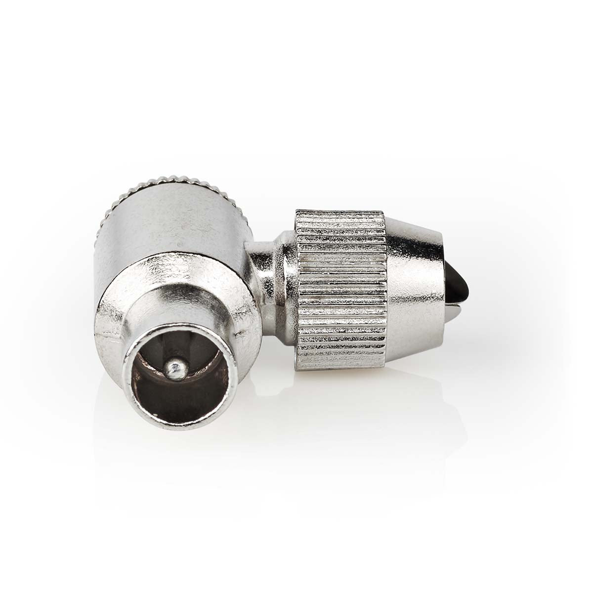 IEC (Coax) Stecker | 90° abgewinkelt | Stecker | Vernickelt | 75 Ohm | Schraube | Kabeleingangsdurchmesser: 7.0 mm | Metall | Silber | 2 Stück | Box