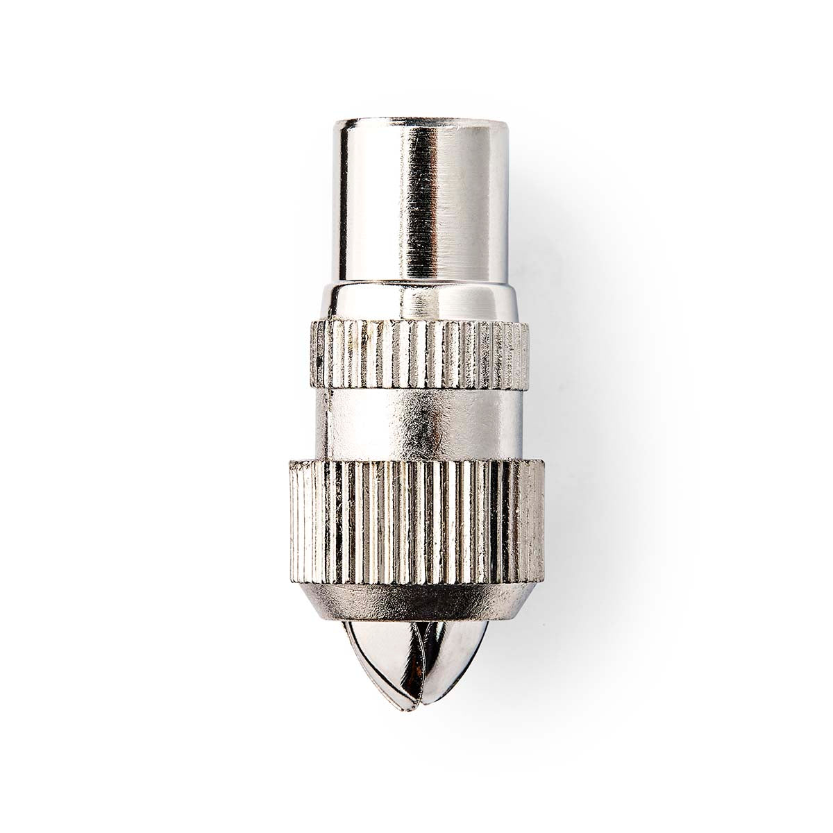 IEC (Coax) Stecker | Gerade | Buchse | Vernickelt | 75 Ohm | Schraube | Kabeleingangsdurchmesser: 7.0 mm | Metall | Silber | 2 Stück | Box