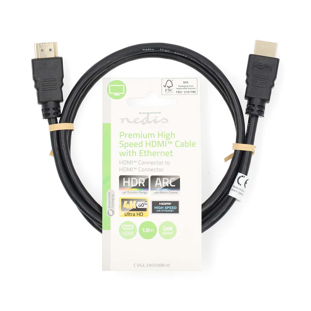 Premium High Speed HDMI ™ Kabel mit Ethernet | HDMI™ Stecker | HDMI™ Stecker | 4K@60Hz | 18 Gbps | 1.00 m | Rund | PVC | Schwarz | Label