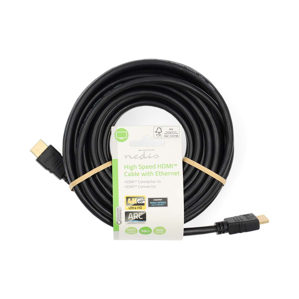 High Speed HDMI ™ Kabel mit Ethernet | HDMI™ Stecker | HDMI™ Stecker | 4K@60Hz | ARC | 18 Gbps | 10.0 m | Rund | PVC | Schwarz | Label