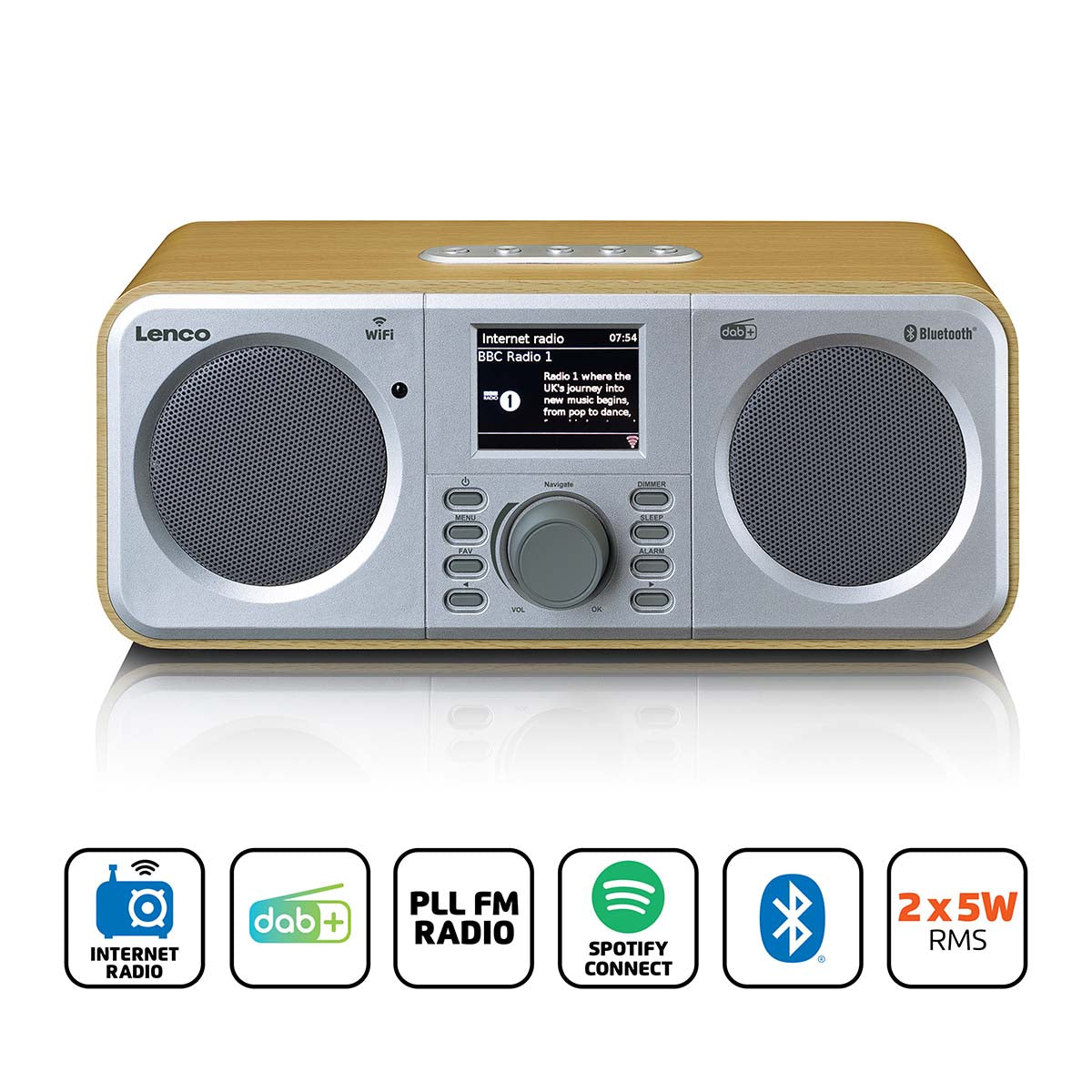 Internetradio mit DAB+, Bluetooth® und Spotify Connect Wood