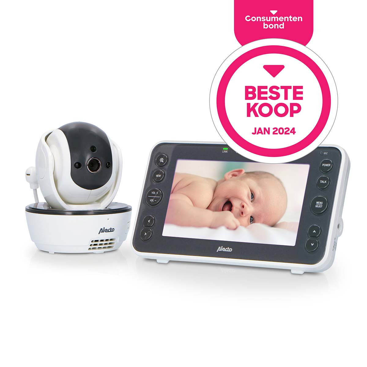 Video-Babyphone mit 5"-Farbdisplay Weiß / Anthrazit