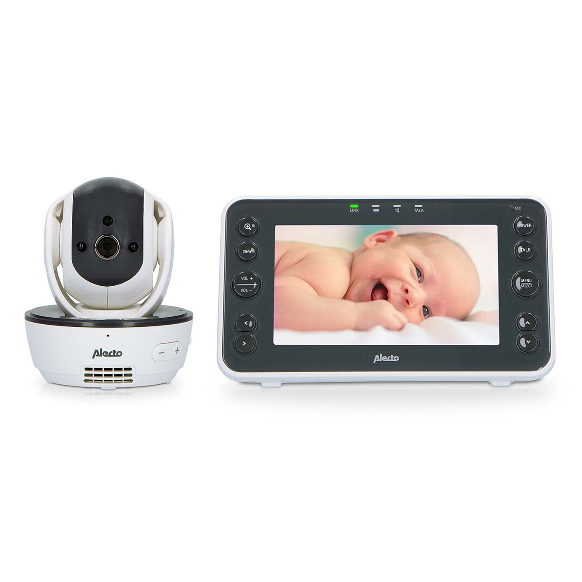 Video-Babyphone mit 5"-Farbdisplay Weiß / Anthrazit