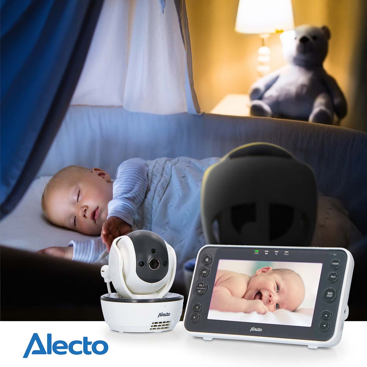 Video-Babyphone mit 5"-Farbdisplay Weiß / Anthrazit