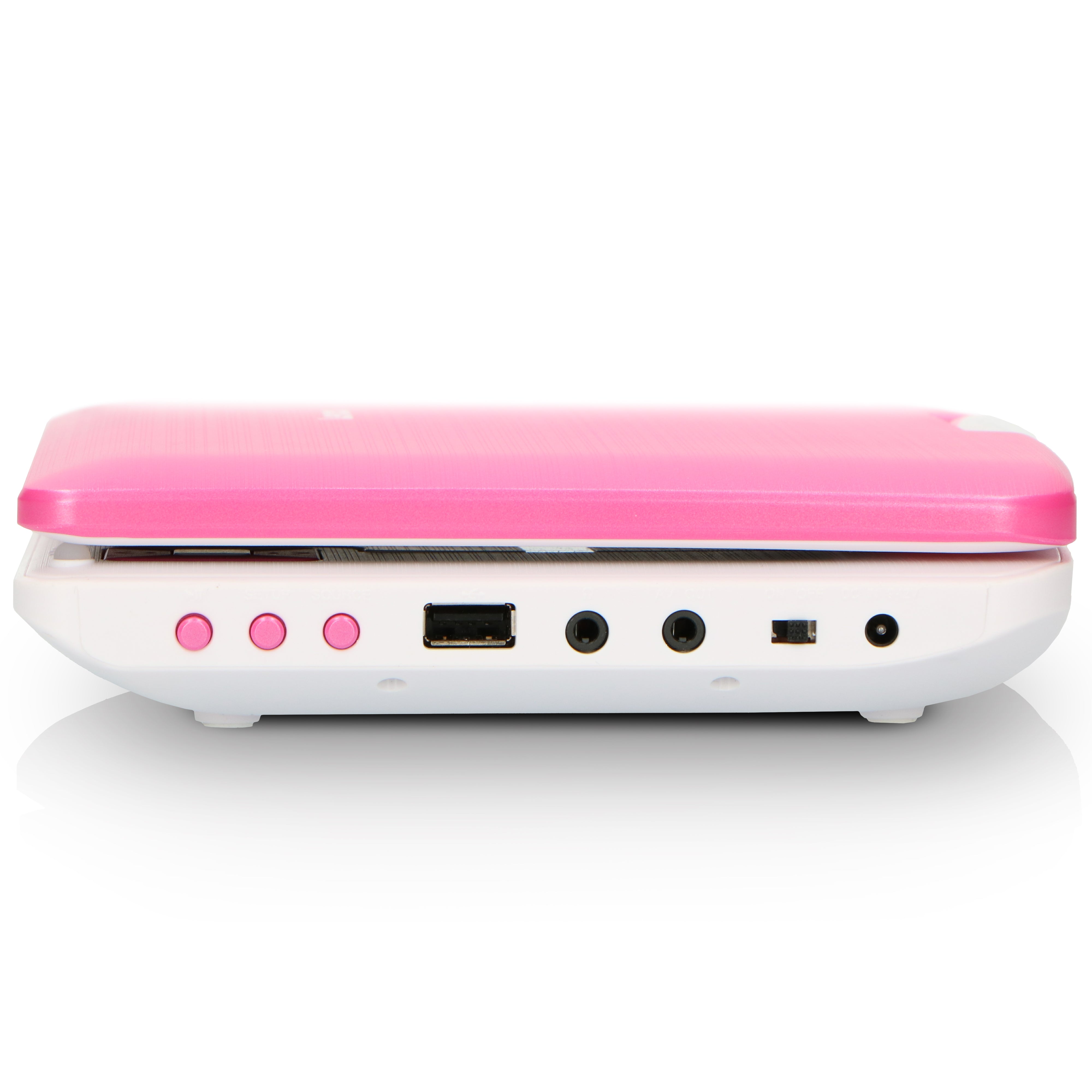 Tragbarer 9"-DVD-Player mit USB-Kopfhörer und Halterung Pink
