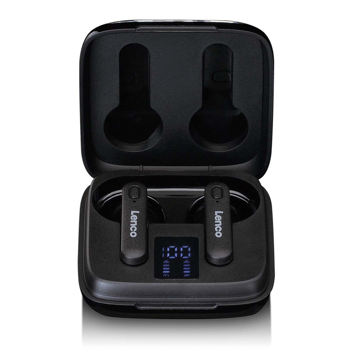 Kabellose Kopfhörer, Ladetasche mit Display, Bluetooth® und TWS Black