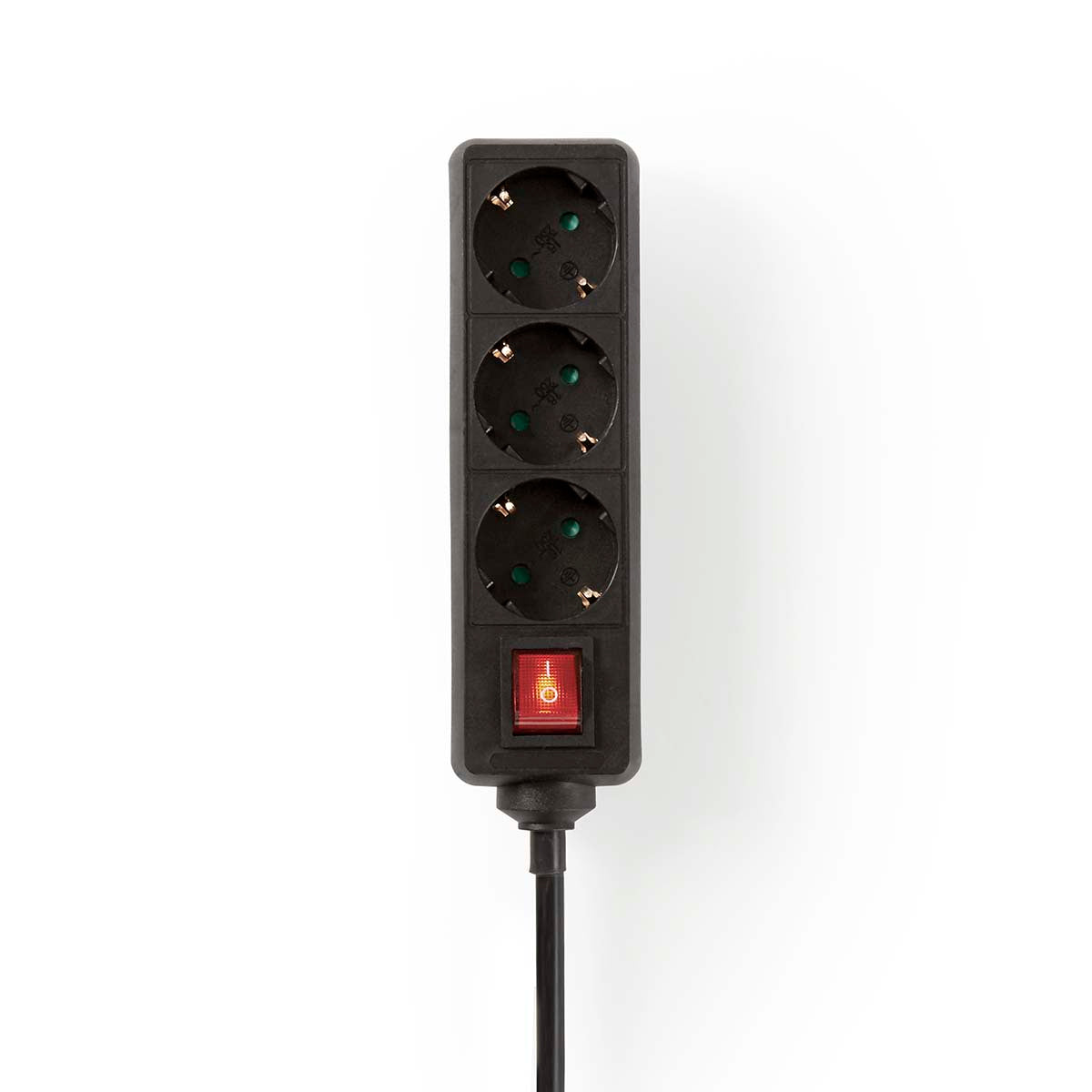 Steckdosenleiste | Schutzkontakt / Typ F (CEE 7/7) | 3-Wege | 1.50 m | 3680 W | 16 A | Art der Erdung: Seitenkontakte | 230 V AC 50/60 Hz | Buchsenwinkel: 45 ° | H05VV-F 3G1.5mm² | Ein-/Ausschalter | Schwarz