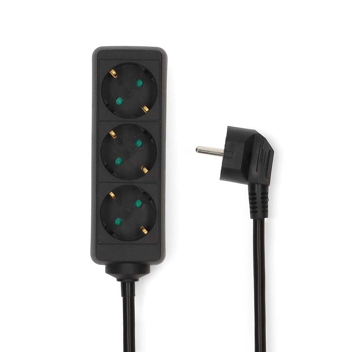 Steckdosenleiste | Schutzkontakt / Typ F (CEE 7/7) | 3-Wege | 3.00 m | 3680 W | 16 A | Art der Erdung: Seitenkontakte | 230 V AC 50/60 Hz | Buchsenwinkel: 45 ° | H05VV-F 3G1.5mm² | Schwarz