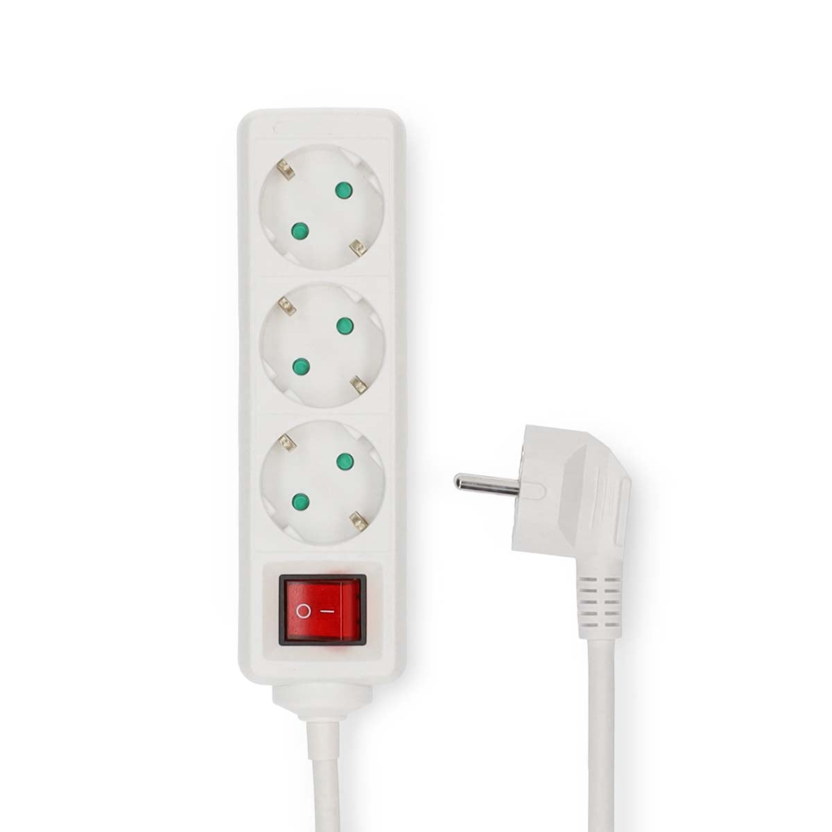 Steckdosenleiste | Schutzkontakt / Typ F (CEE 7/7) | 3-Wege | 5.00 m | 3680 W | 16 A | Art der Erdung: Seitenkontakte | 230 V AC 50/60 Hz | Buchsenwinkel: 45 ° | H05VV-F 3G1.5mm² | Ein-/Ausschalter | Weiss