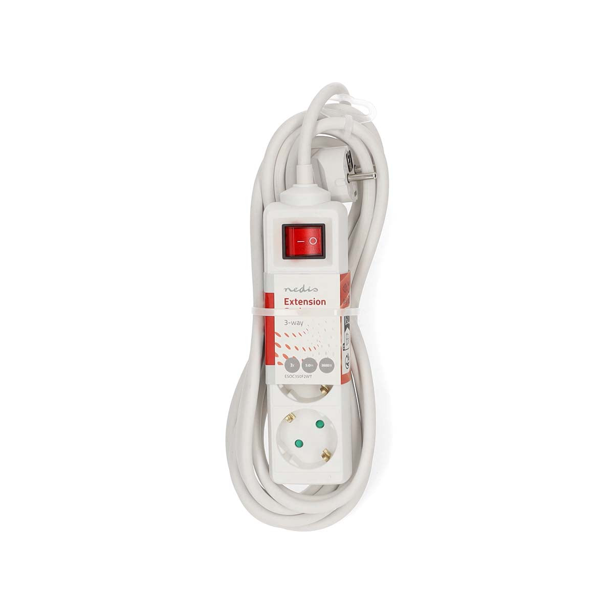 Steckdosenleiste | Schutzkontakt / Typ F (CEE 7/7) | 3-Wege | 5.00 m | 3680 W | 16 A | Art der Erdung: Seitenkontakte | 230 V AC 50/60 Hz | Buchsenwinkel: 45 ° | H05VV-F 3G1.5mm² | Ein-/Ausschalter | Weiss
