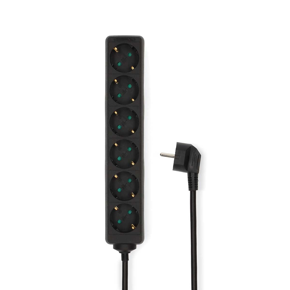 Steckdosenleiste | Schutzkontakt / Typ F (CEE 7/7) | 6-Wege | 1.50 m | 3680 W | 16 A | Art der Erdung: Seitenkontakte | 230 V AC 50/60 Hz | Buchsenwinkel: 45 ° | H05VV-F 3G1.5mm² | Schwarz