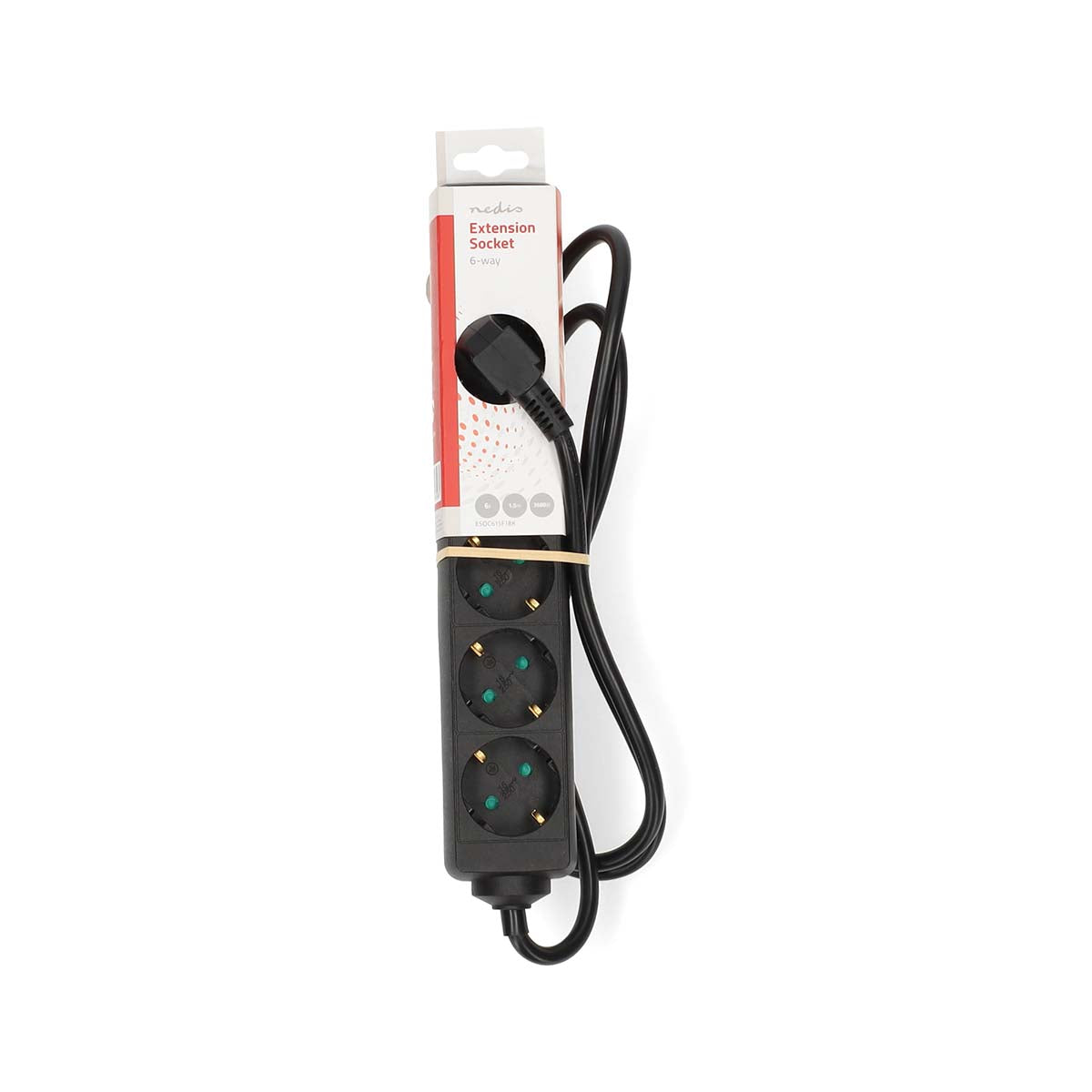 Steckdosenleiste | Schutzkontakt / Typ F (CEE 7/7) | 6-Wege | 1.50 m | 3680 W | 16 A | Art der Erdung: Seitenkontakte | 230 V AC 50/60 Hz | Buchsenwinkel: 45 ° | H05VV-F 3G1.5mm² | Schwarz