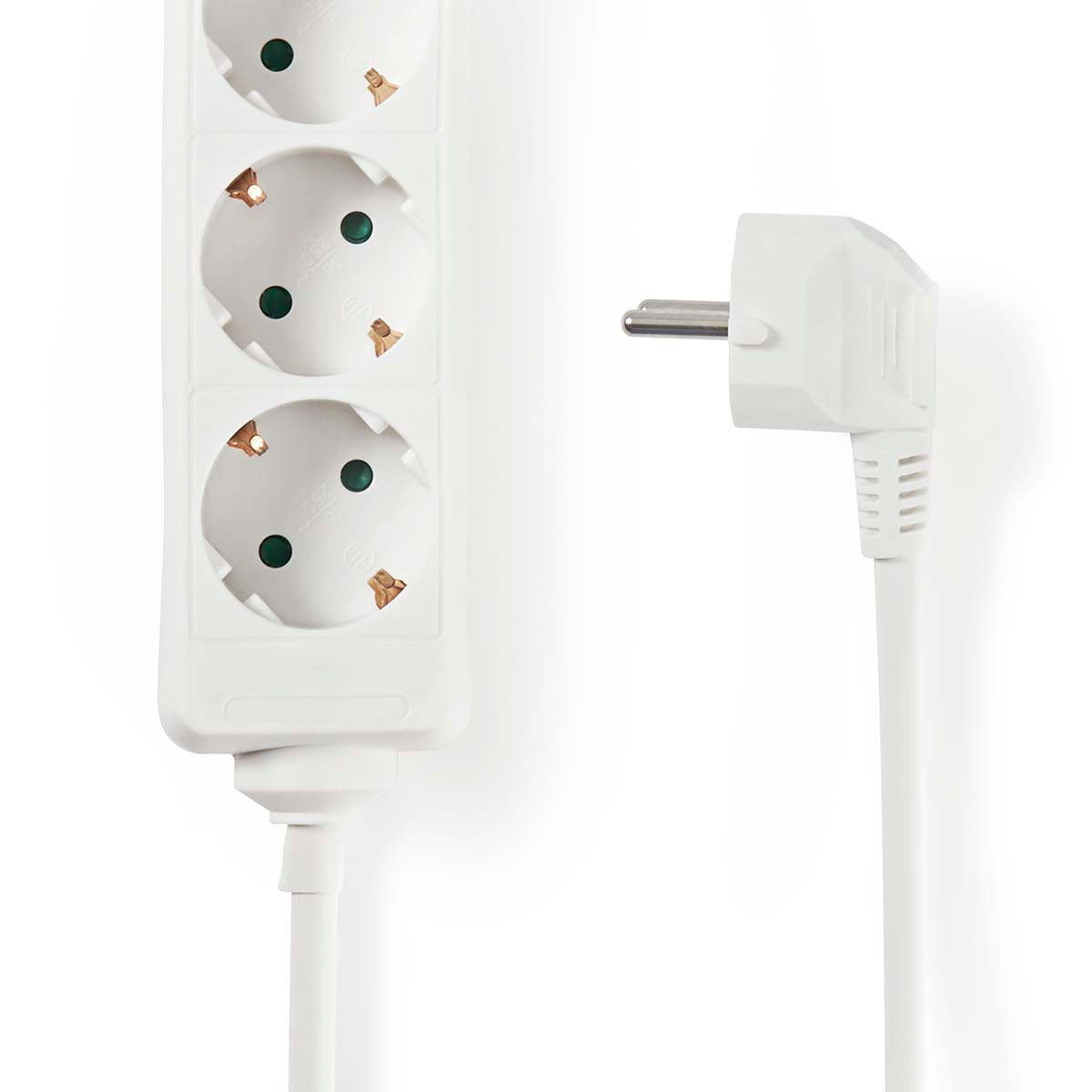 Steckdosenleiste | Schutzkontakt / Typ F (CEE 7/7) | 6-Wege | 1.50 m | 3680 W | 16 A | Art der Erdung: Seitenkontakte | 230 V AC 50/60 Hz | Buchsenwinkel: 45 ° | H05VV-F 3G1.5mm² | Weiss