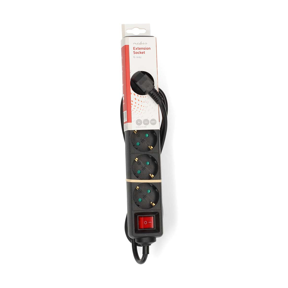 Steckdosenleiste | Schutzkontakt / Typ F (CEE 7/7) | 6-Wege | 1.50 m | 3680 W | 16 A | Art der Erdung: Seitenkontakte | 230 V AC 50/60 Hz | Buchsenwinkel: 45 ° | H05VV-F 3G1.5mm² | Ein-/Ausschalter | Schwarz