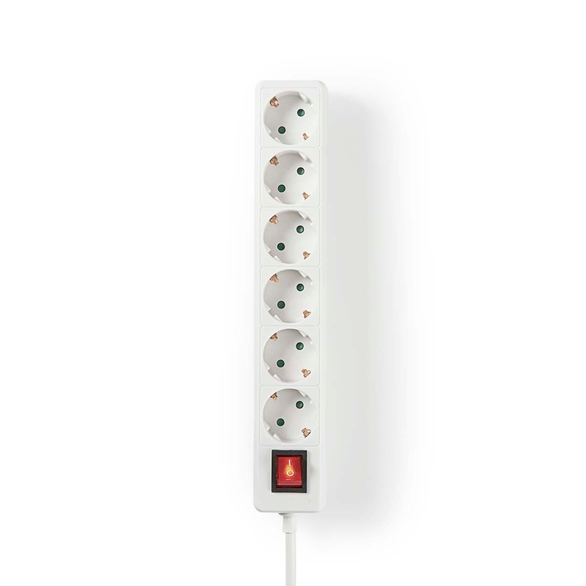 Steckdosenleiste | Schutzkontakt / Typ F (CEE 7/7) | 6-Wege | 1.50 m | 3680 W | 16 A | Art der Erdung: Seitenkontakte | 230 V AC 50/60 Hz | Buchsenwinkel: 45 ° | H05VV-F 3G1.5mm² | Ein-/Ausschalter | Weiss