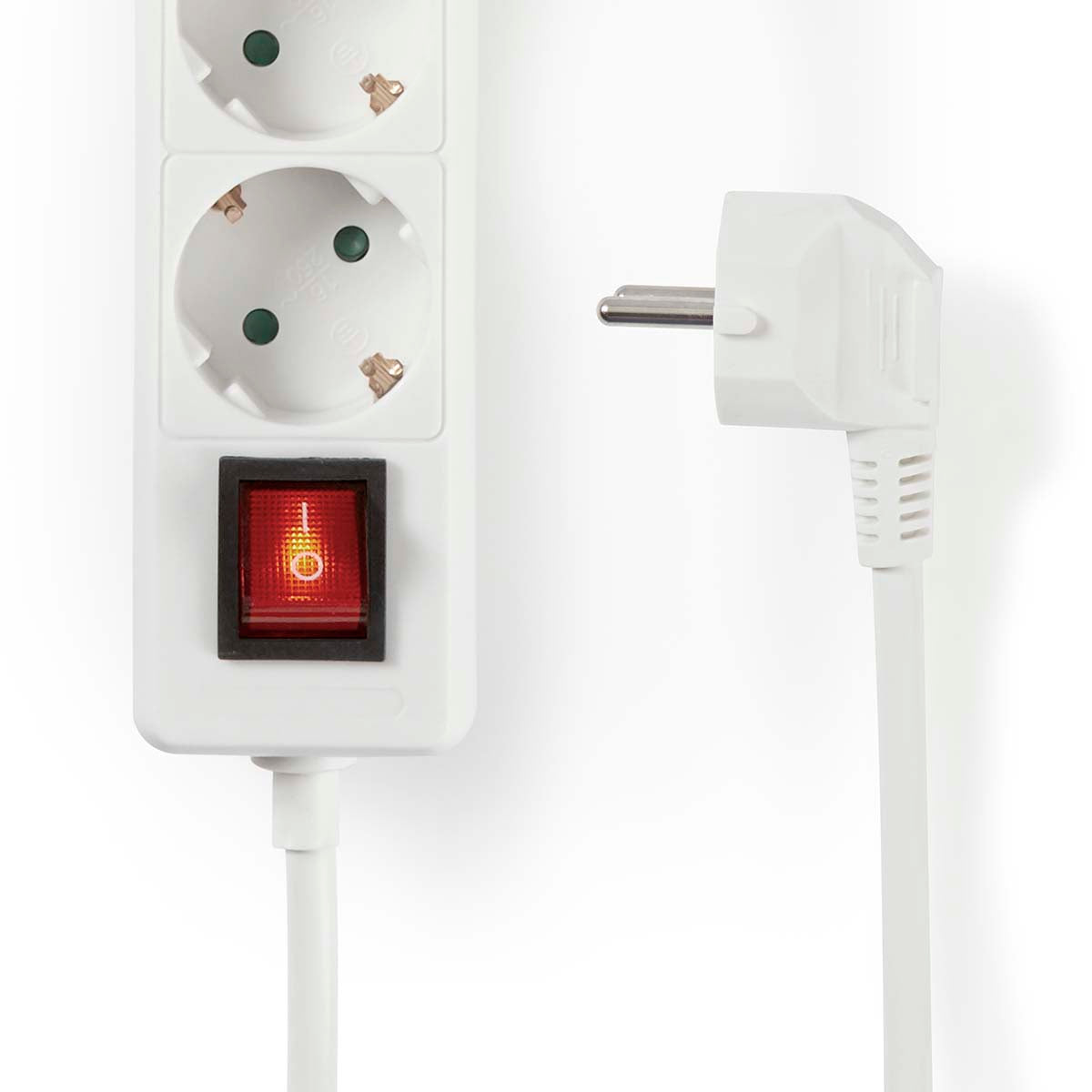 Steckdosenleiste | Schutzkontakt / Typ F (CEE 7/7) | 6-Wege | 1.50 m | 3680 W | 16 A | Art der Erdung: Seitenkontakte | 230 V AC 50/60 Hz | Buchsenwinkel: 45 ° | H05VV-F 3G1.5mm² | Ein-/Ausschalter | Weiss