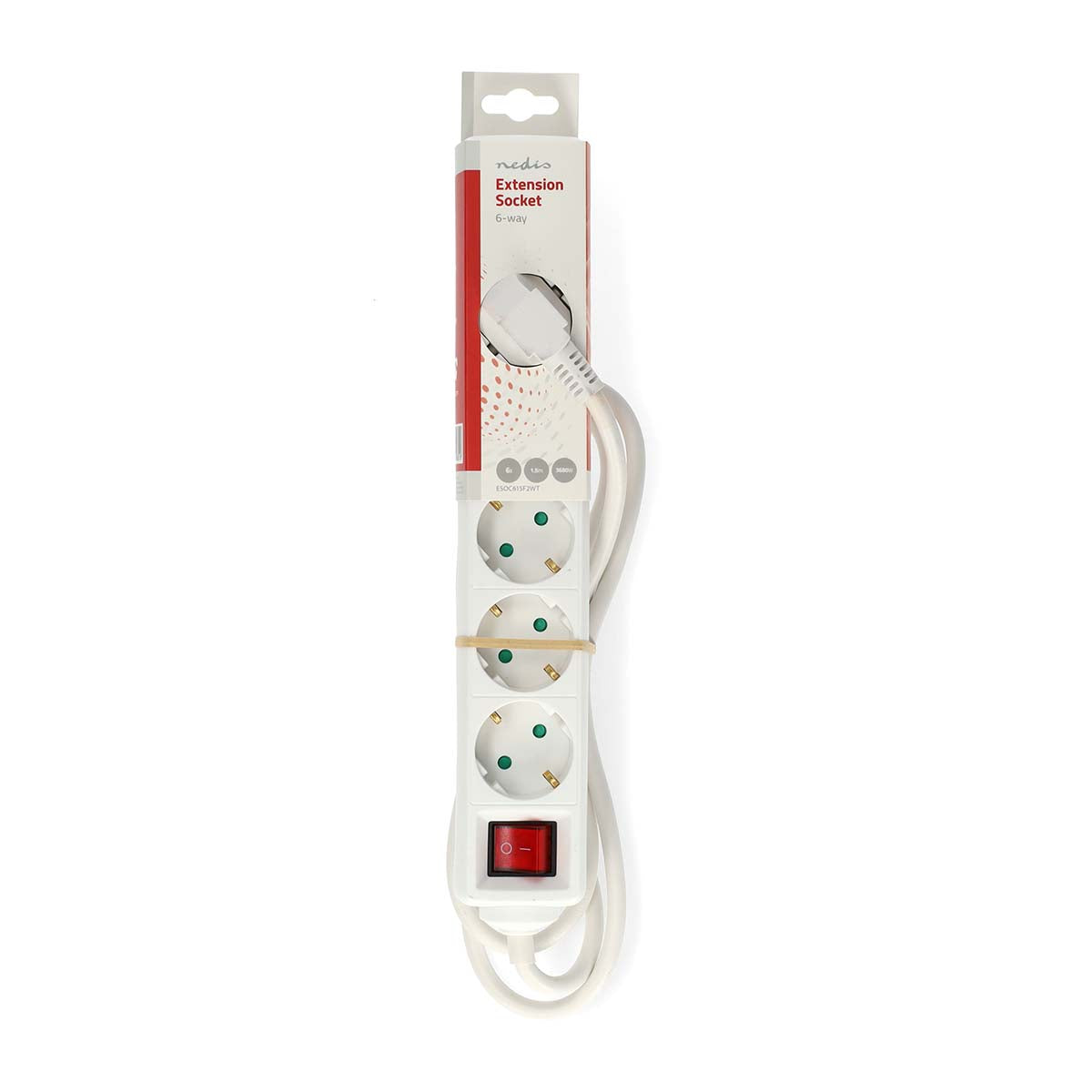 Steckdosenleiste | Schutzkontakt / Typ F (CEE 7/7) | 6-Wege | 1.50 m | 3680 W | 16 A | Art der Erdung: Seitenkontakte | 230 V AC 50/60 Hz | Buchsenwinkel: 45 ° | H05VV-F 3G1.5mm² | Ein-/Ausschalter | Weiss