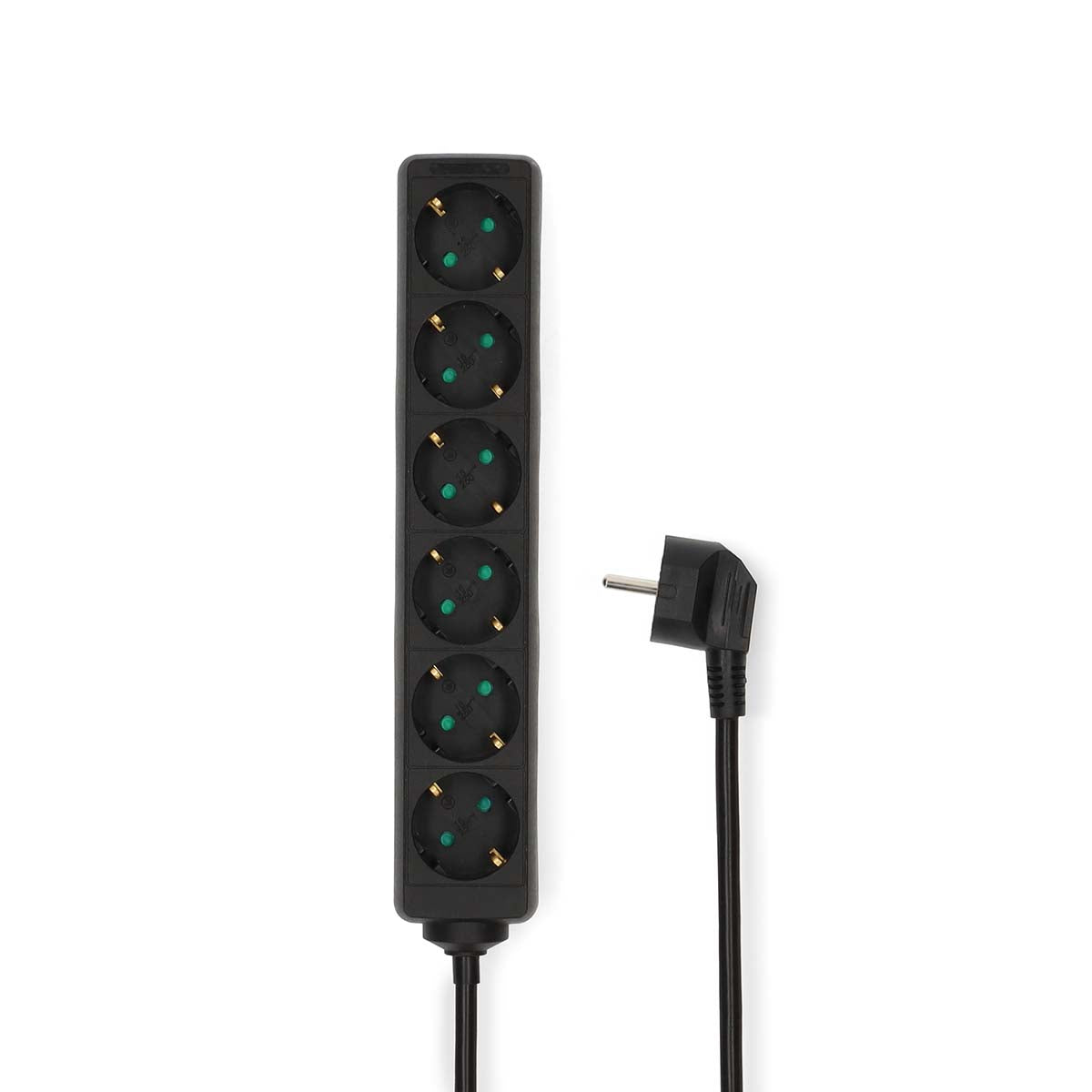 Steckdosenleiste | Schutzkontakt / Typ F (CEE 7/7) | 6-Wege | 3.00 m | 3680 W | 16 A | Art der Erdung: Seitenkontakte | 230 V AC 50/60 Hz | Buchsenwinkel: 45 ° | H05VV-F 3G1.5mm² | Schwarz
