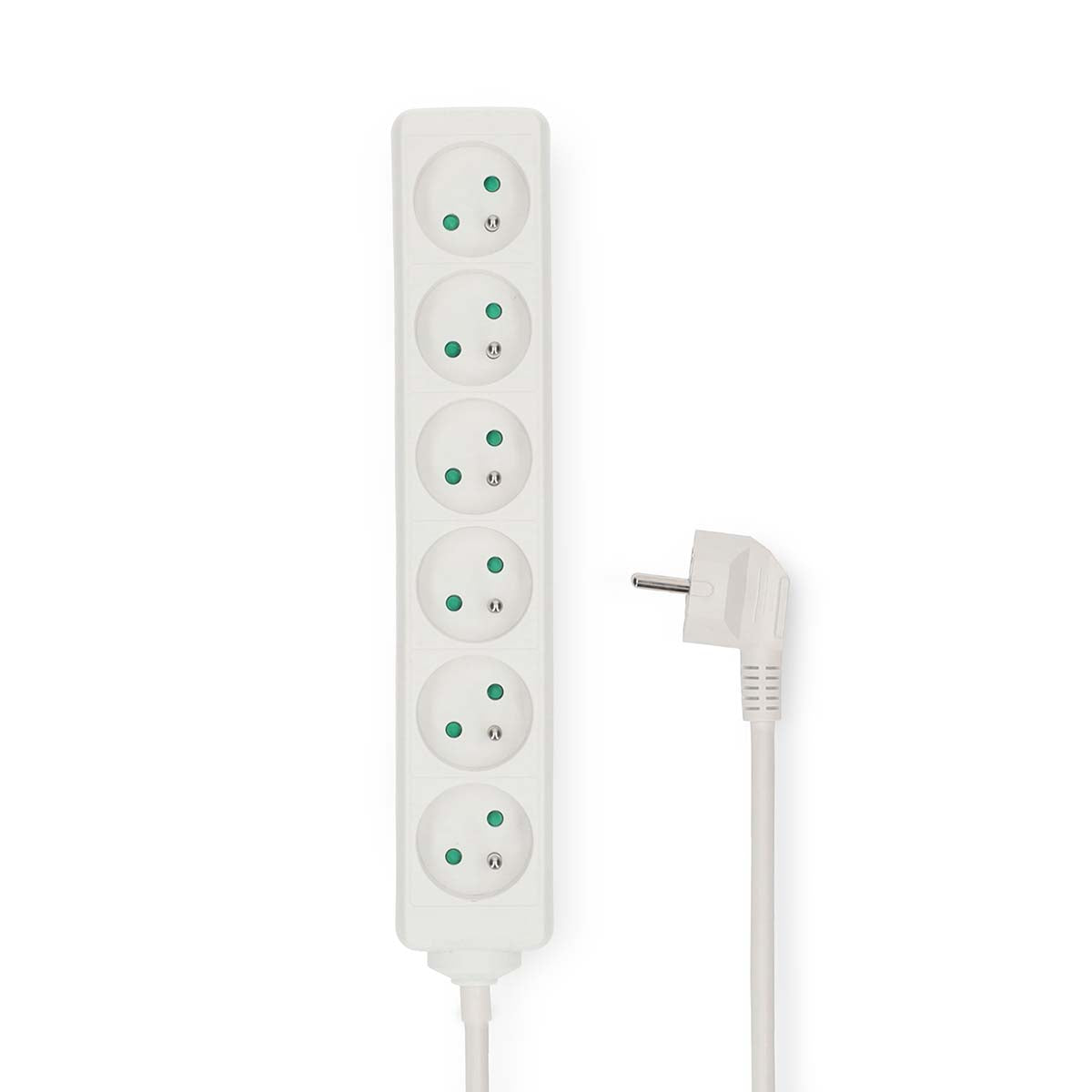 Steckdosenleiste | Schutzkontakt / Typ F (CEE 7/7) | 6-Wege | 3.00 m | 3680 W | 16 A | Art der Erdung: Seitenkontakte | 230 V AC 50/60 Hz | Buchsenwinkel: 45 ° | H05VV-F 3G1.5mm² | Weiss