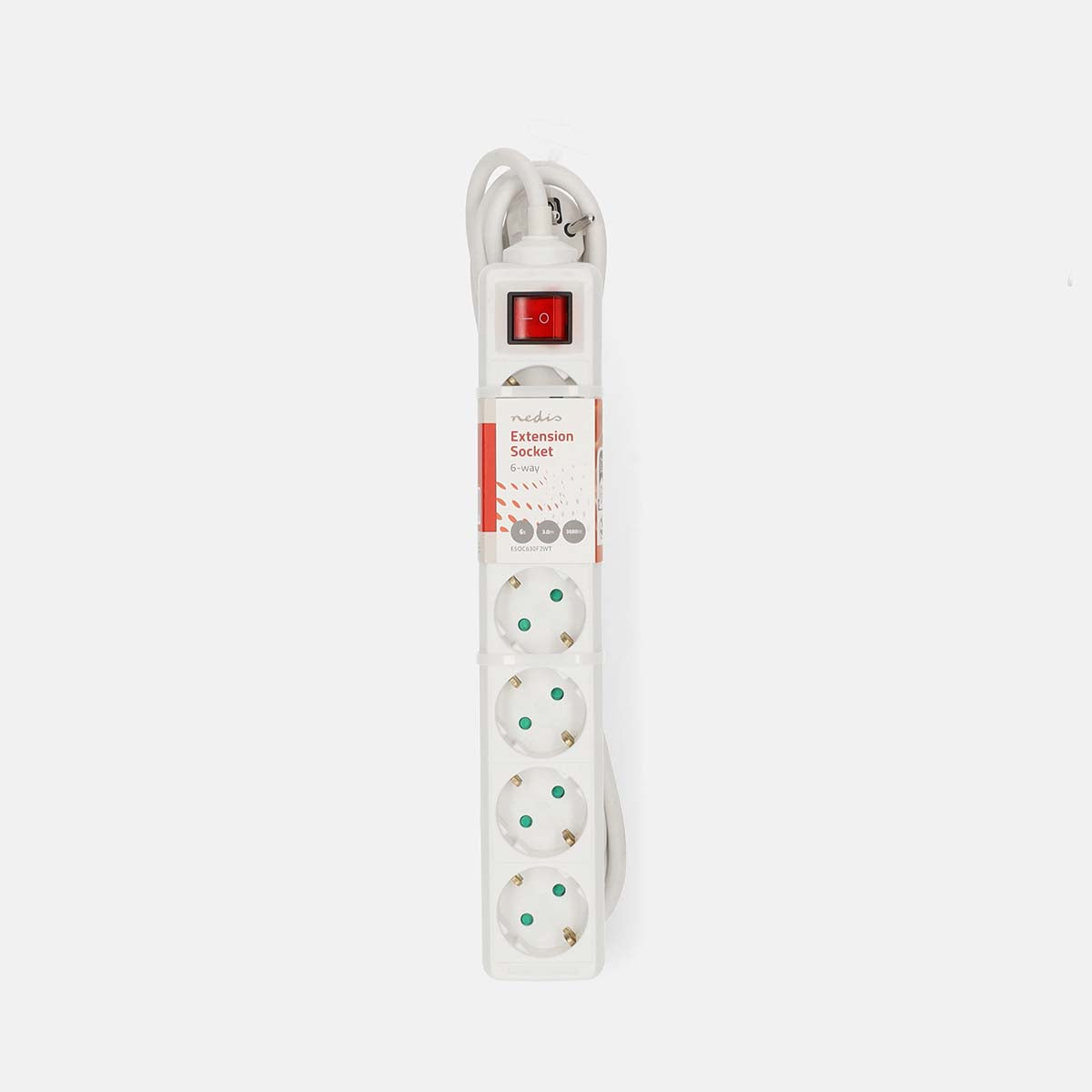 Steckdosenleiste | Schutzkontakt / Typ F (CEE 7/7) | 6-Wege | 3.00 m | 3680 W | 16 A | Art der Erdung: Seitenkontakte | 230 V AC 50/60 Hz | Buchsenwinkel: 45 ° | H05VV-F 3G1.5mm² | Ein-/Ausschalter | Weiss