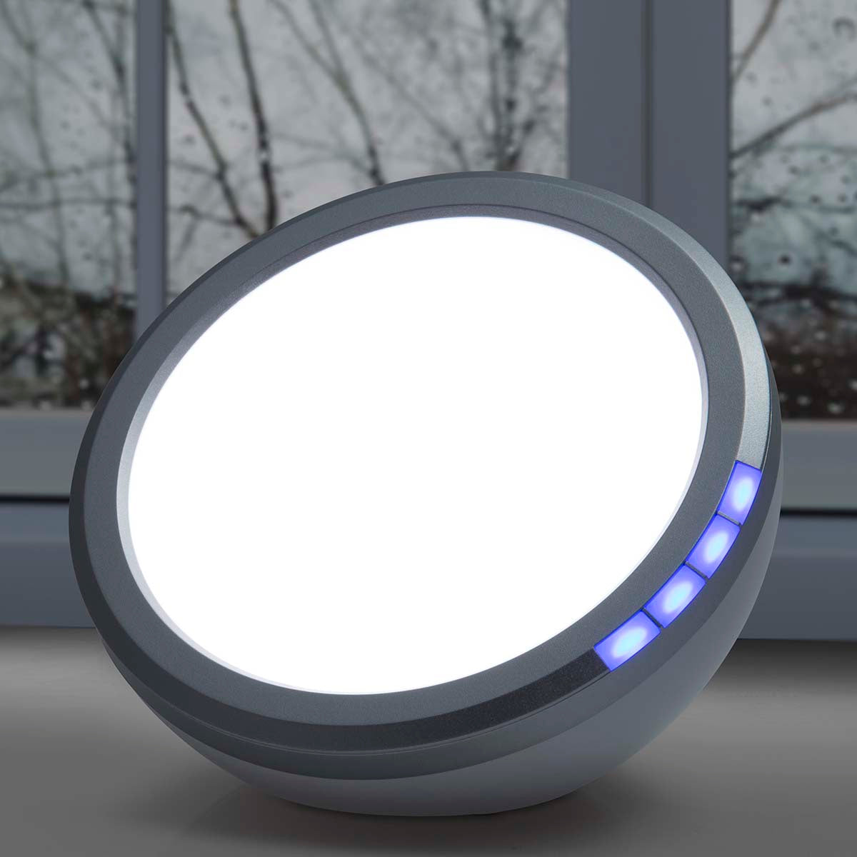 Energielampe / Lichttherapielampe Weiß/Silber