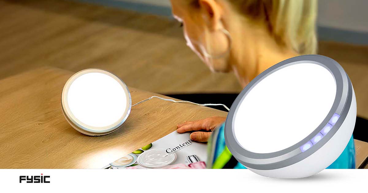 Energielampe / Lichttherapielampe Weiß/Silber