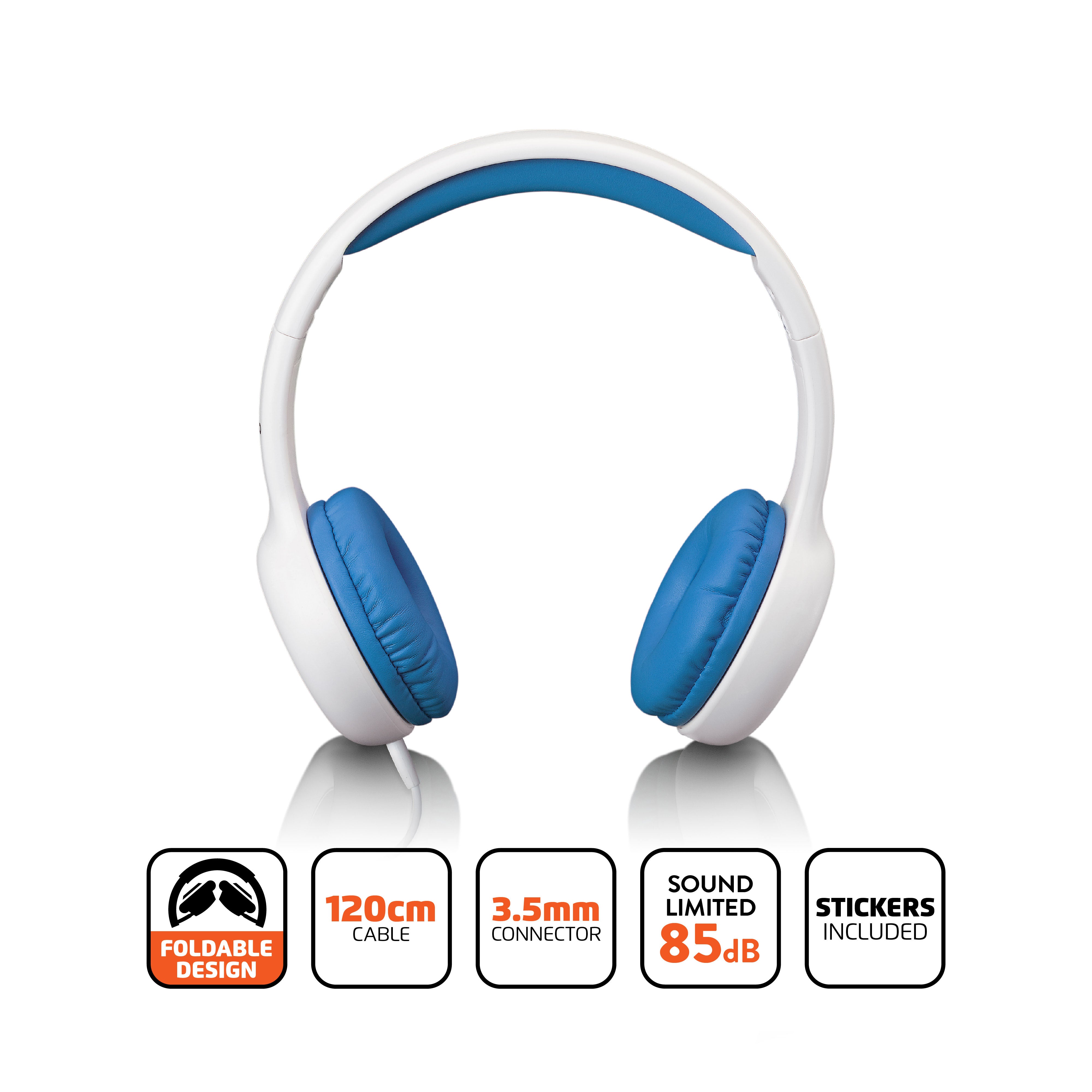 Kinderkopfhörer 85dB mit Aufklebern Blau