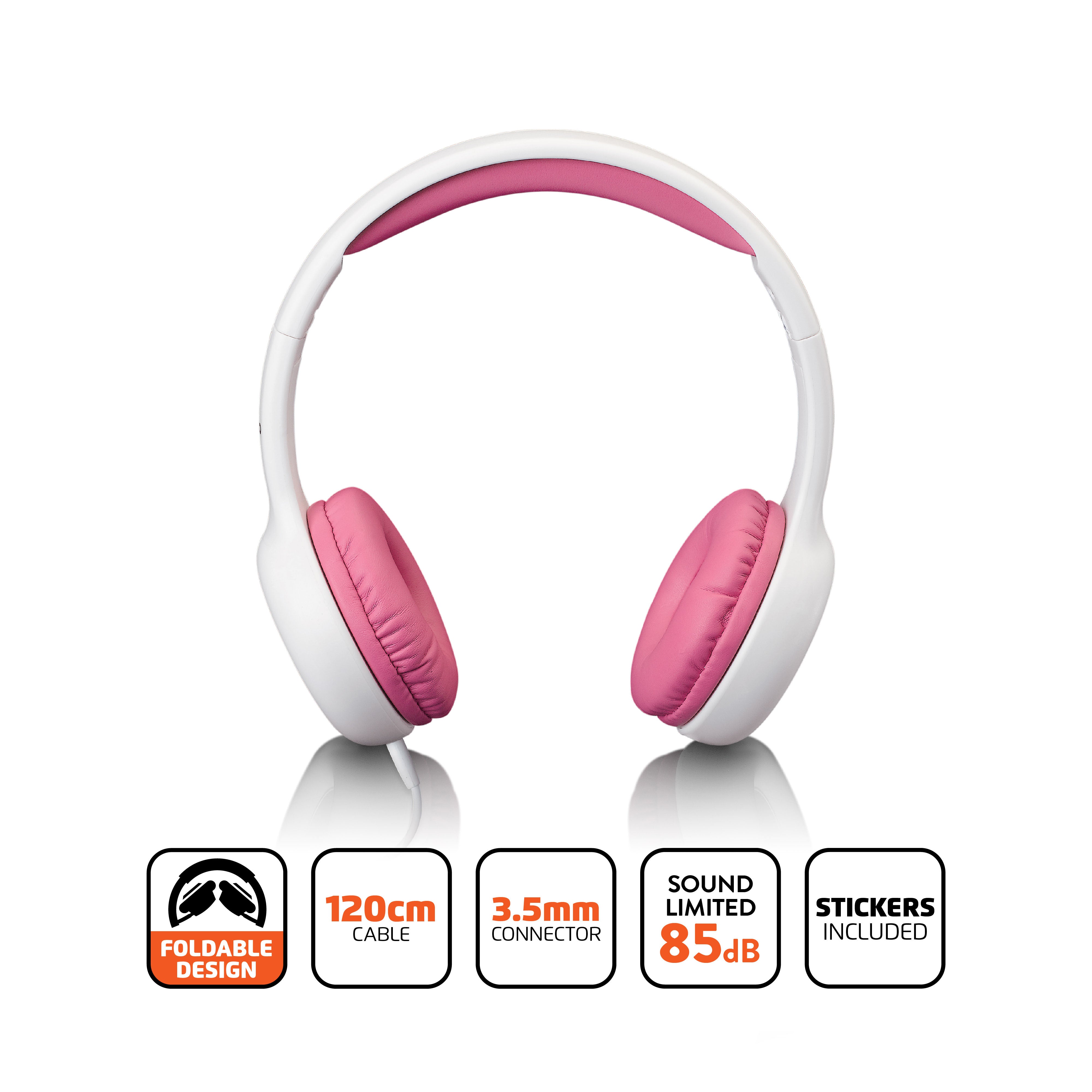 Kinderkopfhörer 85dB mit Aufklebern Pink
