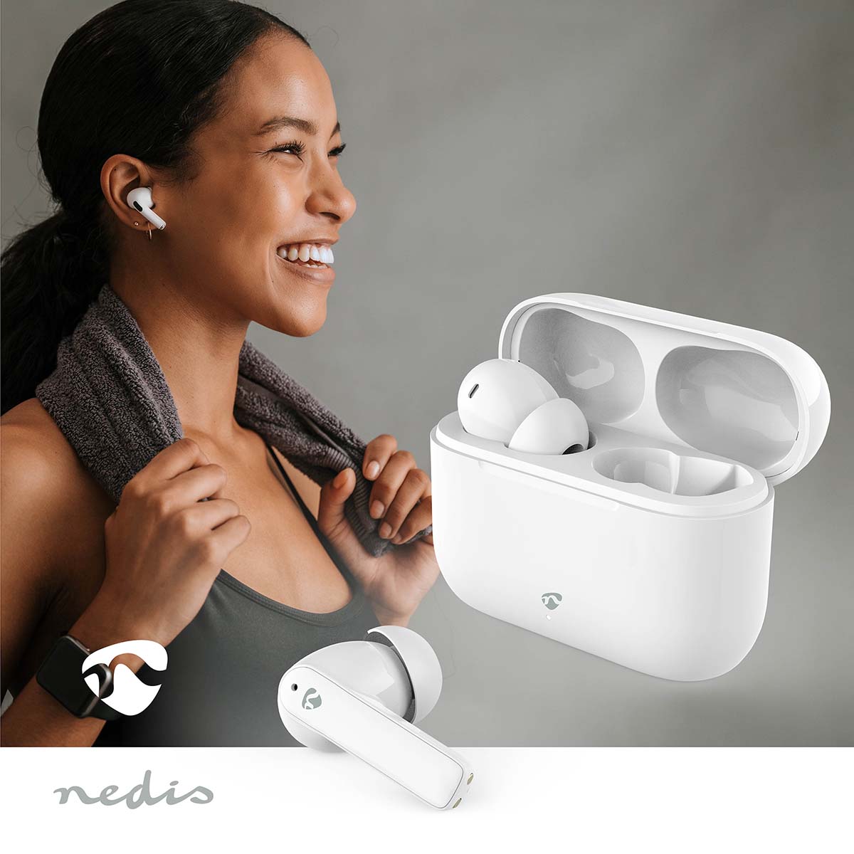 Vollständig drahtlose Kopfhörer | ENC (Environmental Noise Cancelling) | Bluetooth® | max. Batteriespielzeit: 24 Std | Berührungssteuerung | Ladegehäuse | Kabelloses Ladegehäuse | Eingebautes Mikro | Stimmkontrolle | Rauschunterdrückung | IPX4 | Weiss