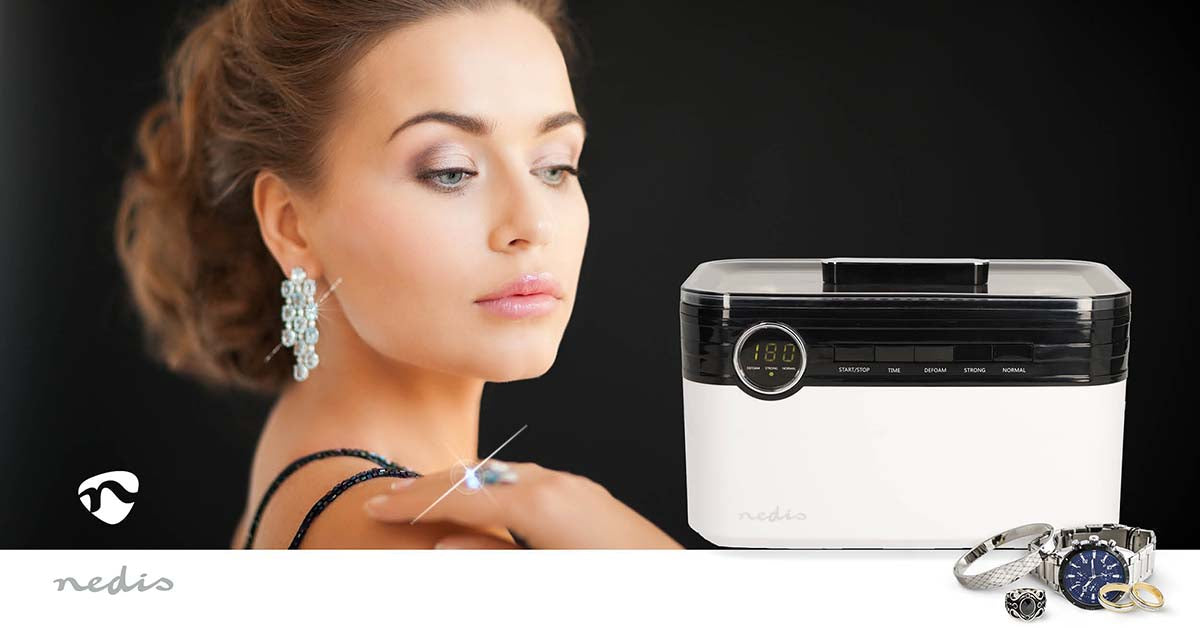Ultraschall-Schmuck-Reiniger | Netzstromversorgung | 220 - 240 V AC 50/60 Hz | Euro / Typ-C (CEE 7/16) | Weiss | Kunststoff