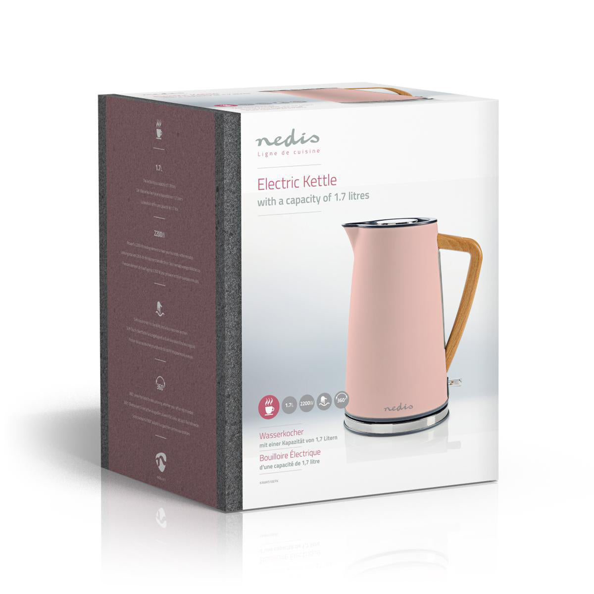 Wasserkocher | 1.7 l | Soft-Touch | Pink | Um 360 Grad drehbar | Verdecktes Heizelement | Strix® Controller | Boil-dry protection