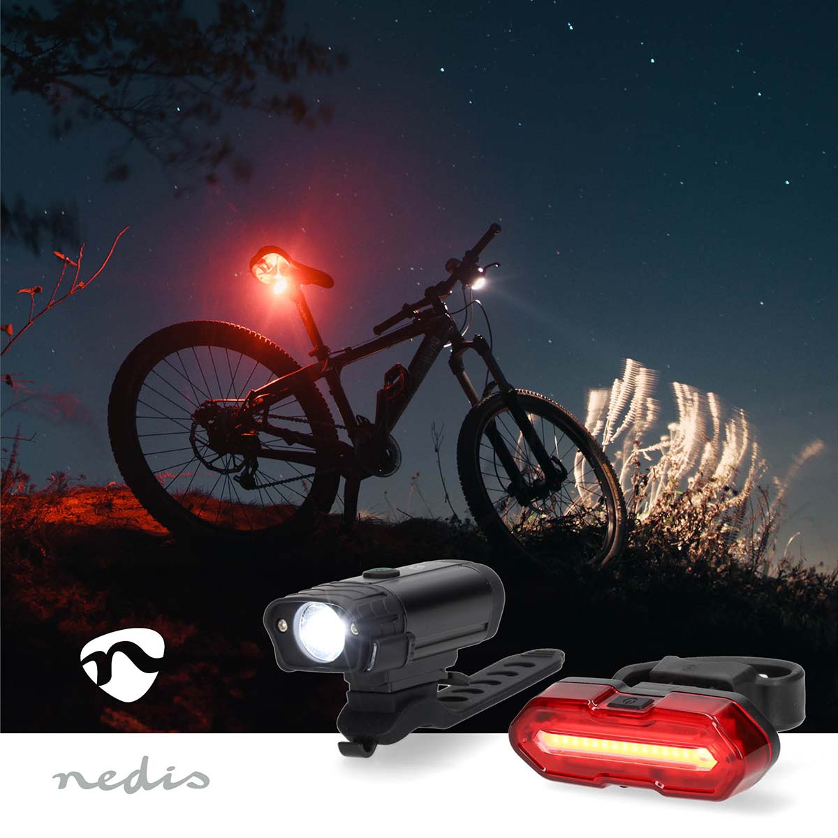 Fahrrad-Licht | Batteriebetrieben | 5 V DC | 3 W | Batterien enthalten | Wiederaufladbar | 400 lm | 4.5 lm | 100 m | 110 °