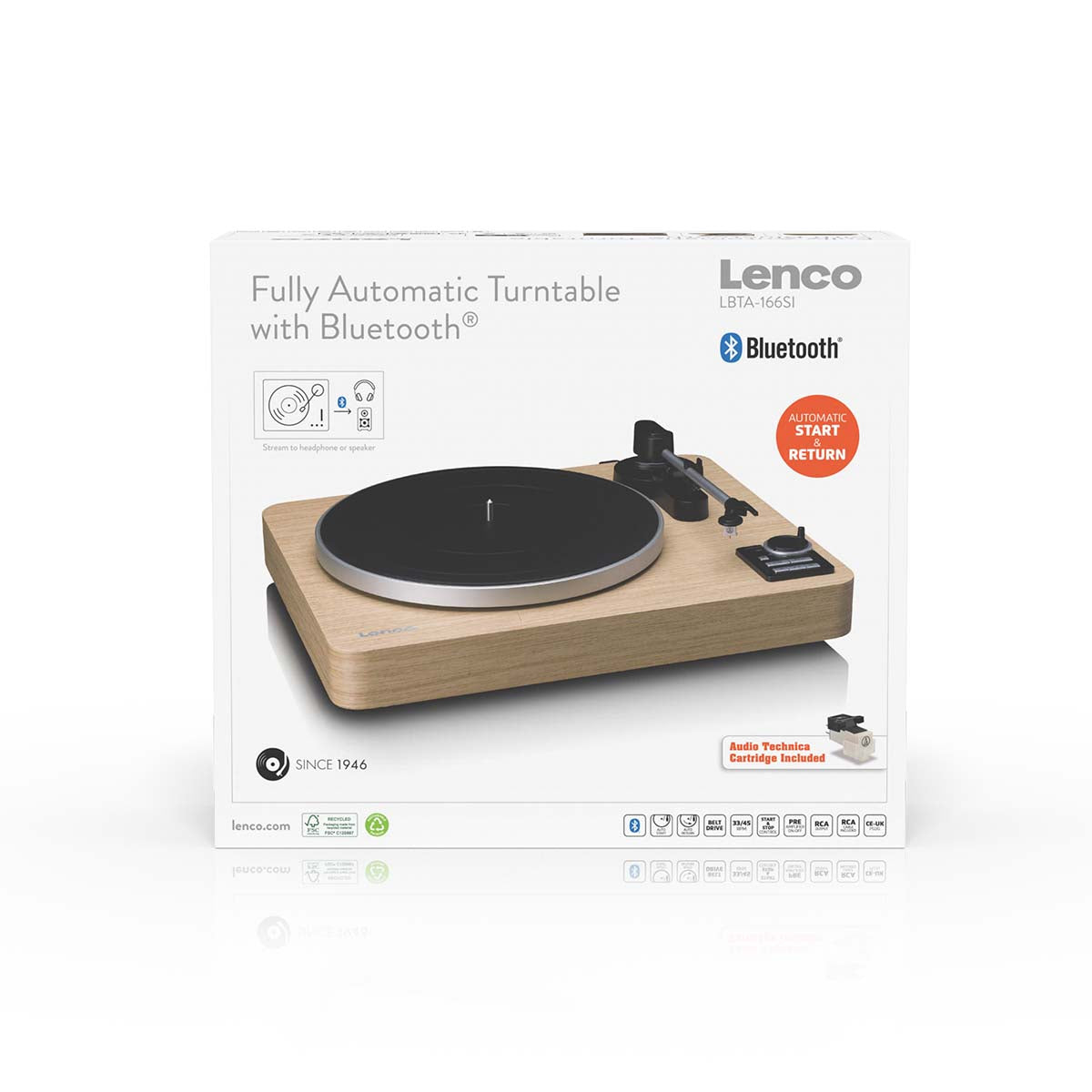 Full automatic turntable with Bluetooth, pine