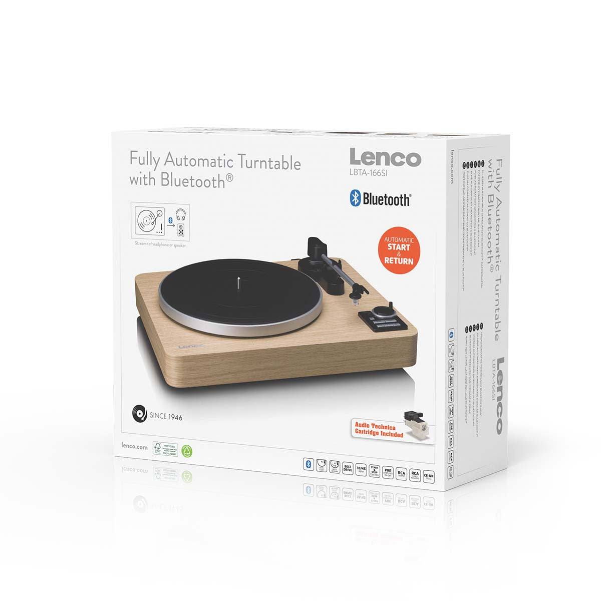 Full automatic turntable with Bluetooth, pine
