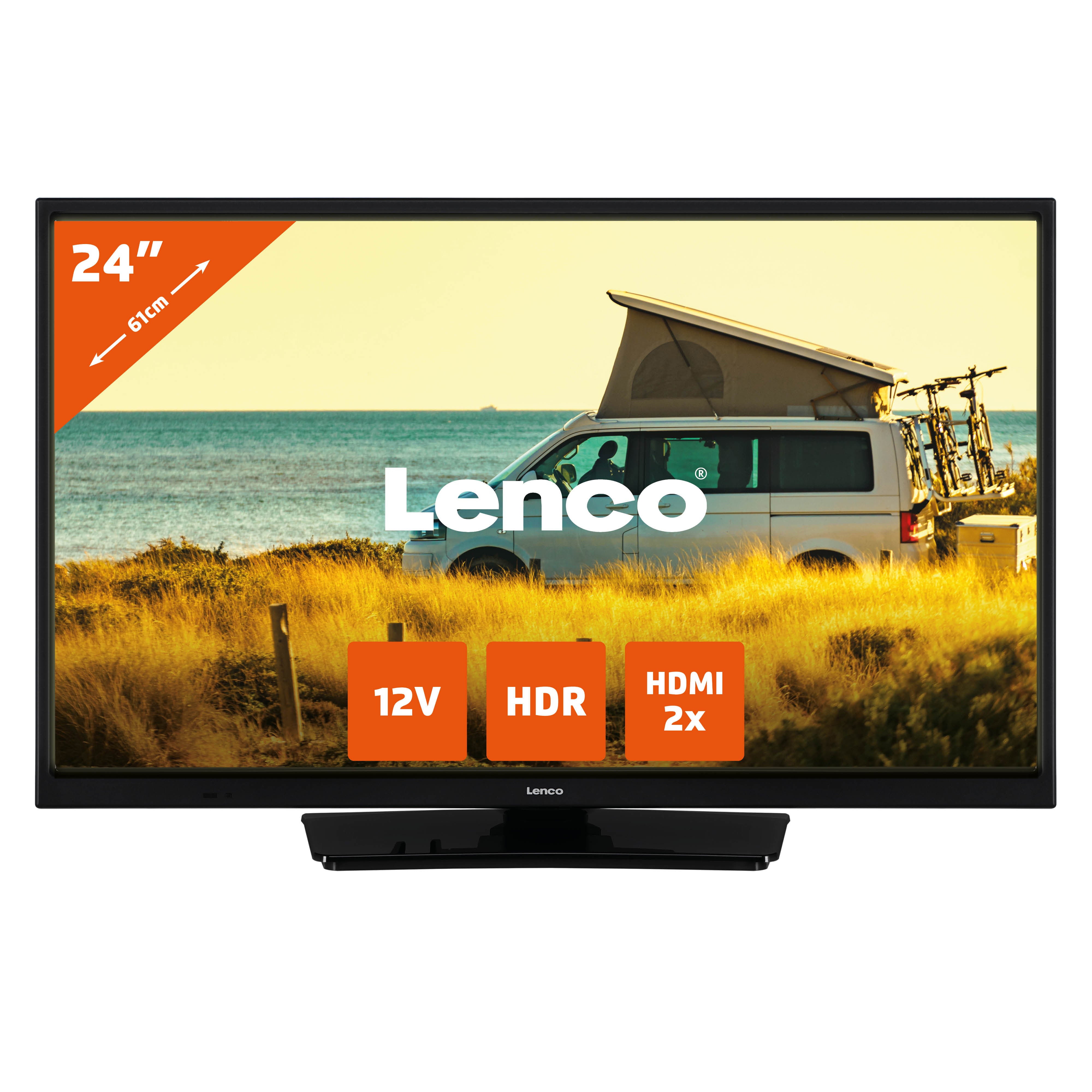24 Zoll HD LED TV mit DVB-T2 DVB-C DVB-S2 12V Schwarz