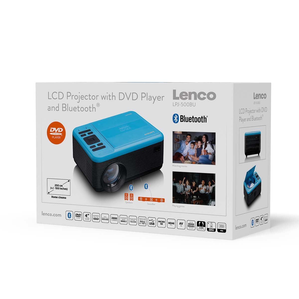 LCD-Projektor mit DVD-Player und Bluetooth® Blue