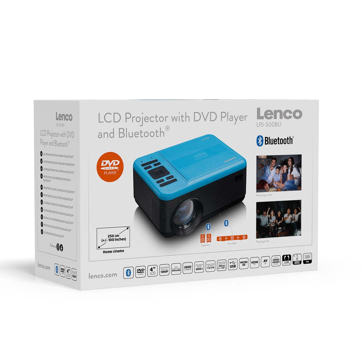 LCD-Projektor mit DVD-Player und Bluetooth® Blue