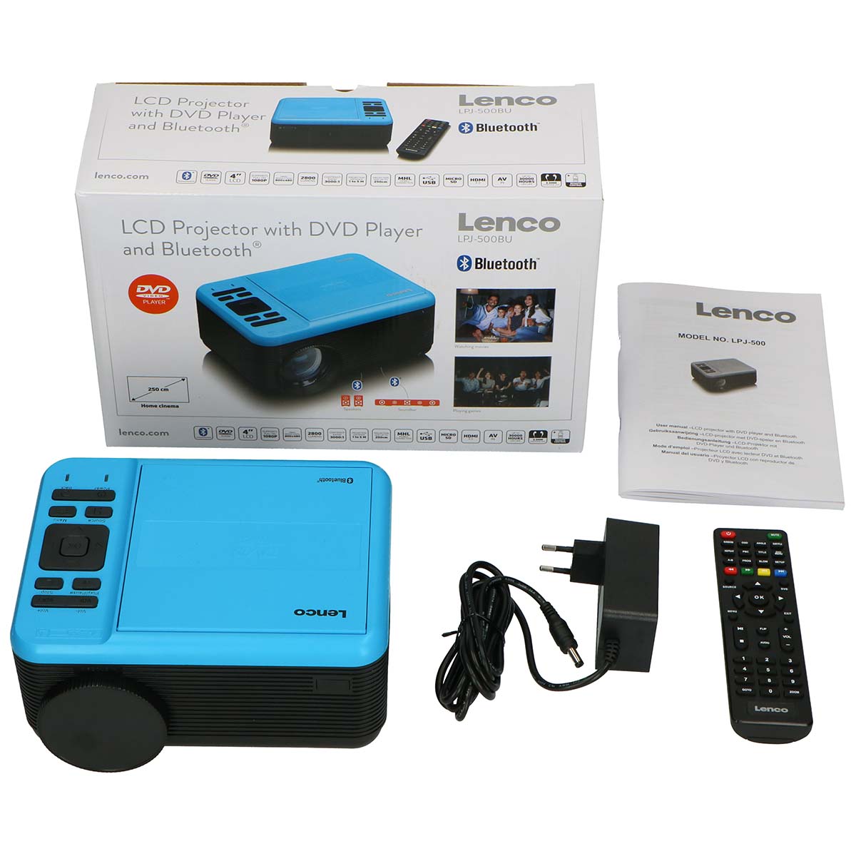 LCD-Projektor mit DVD-Player und Bluetooth® Blue