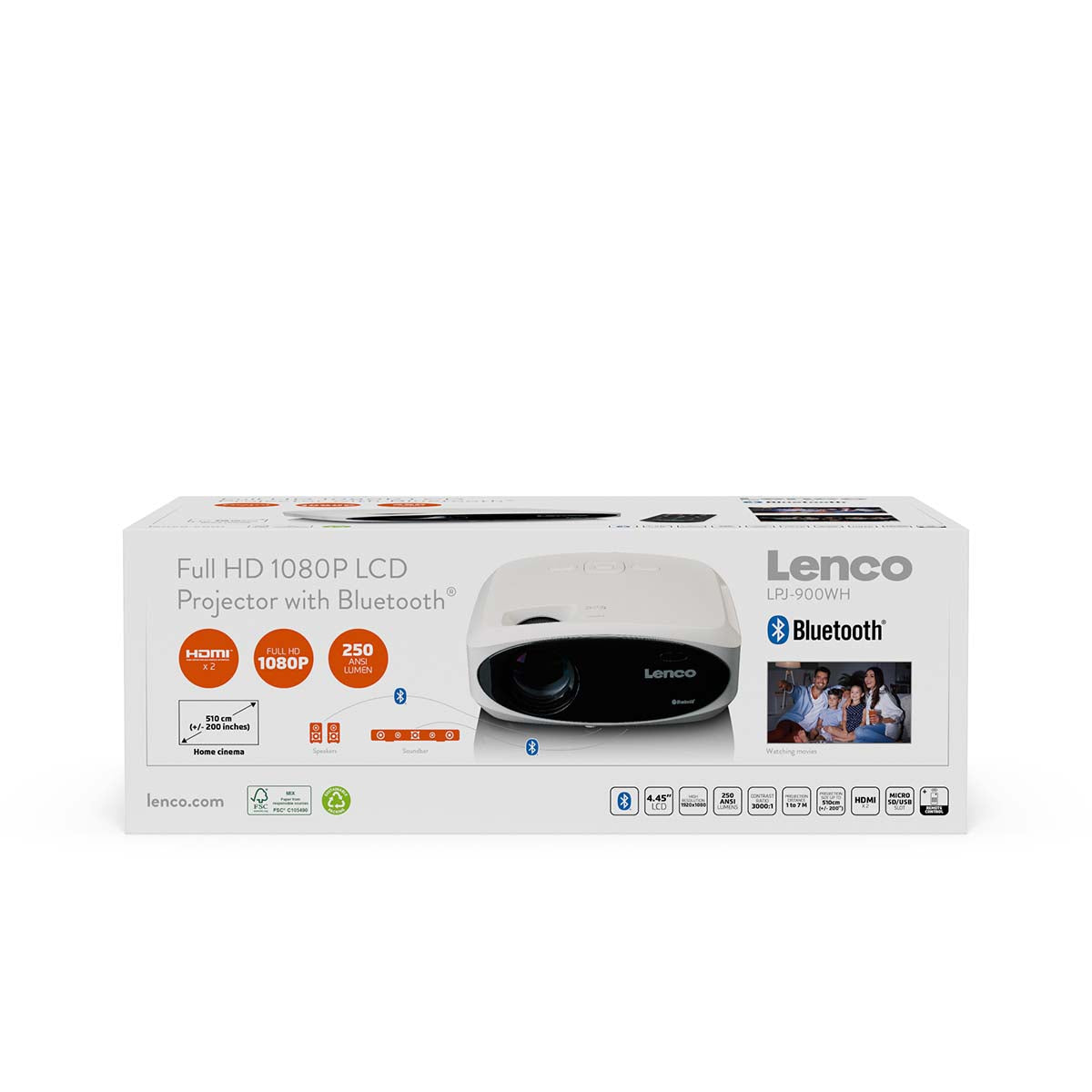 Full HD 1080P LCD-Projektor mit Bluetooth Weiß