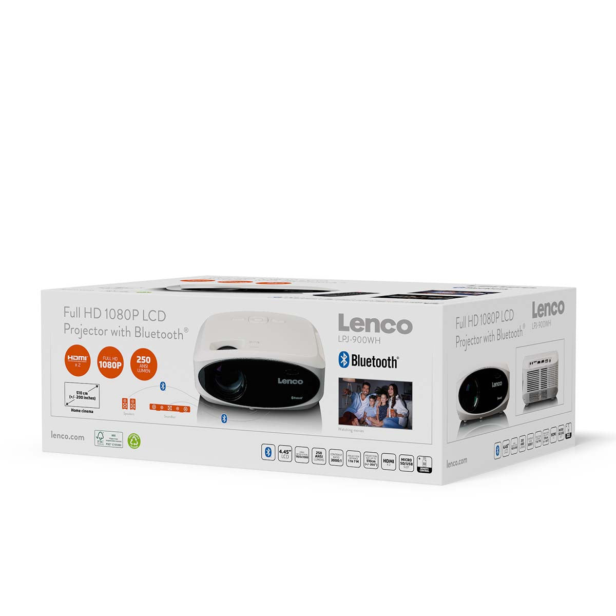 Full HD 1080P LCD-Projektor mit Bluetooth Weiß