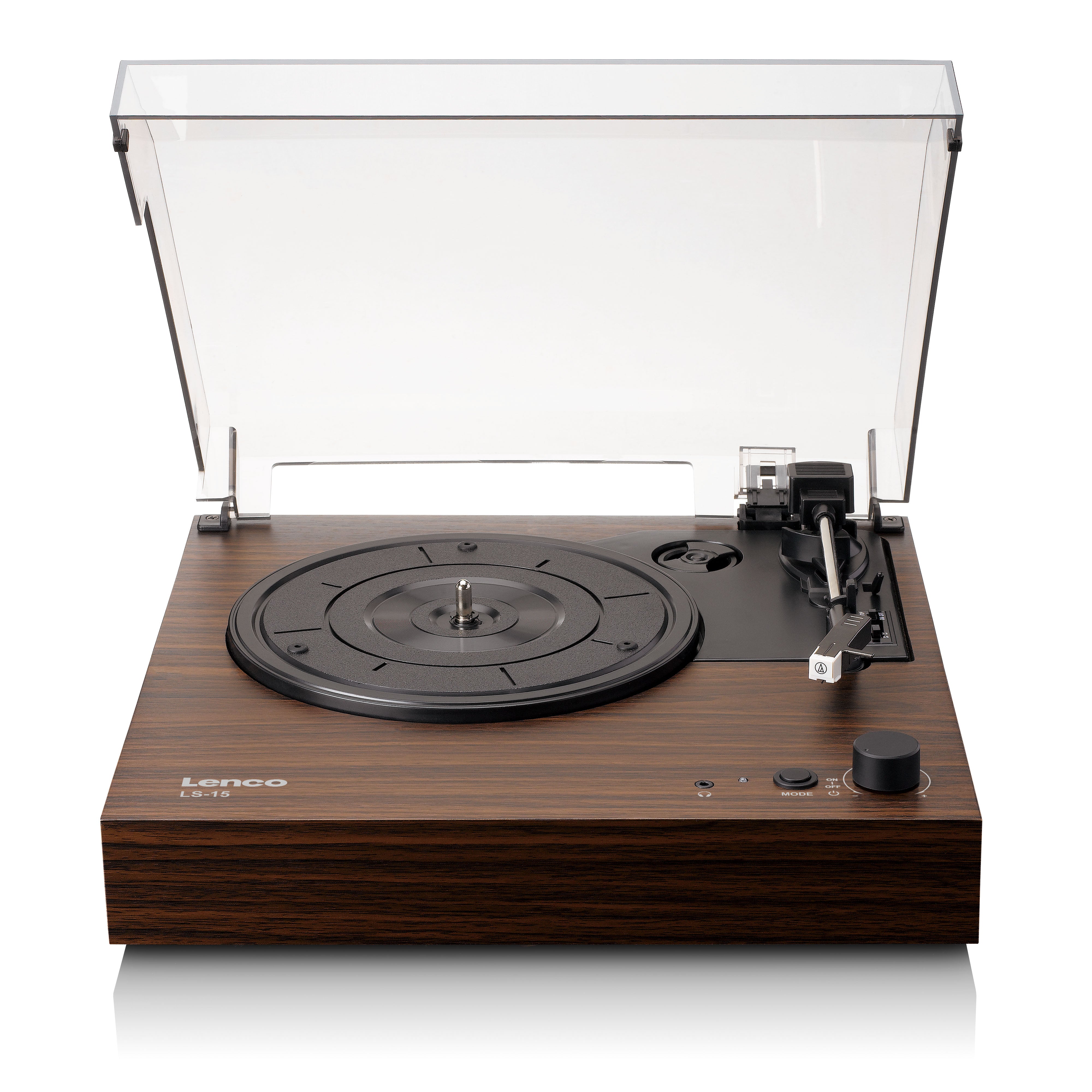 Plattenspieler mit Bluetooth®, zwei eingebauten Lautsprechern und AT3600L Tonabnehmer Wood