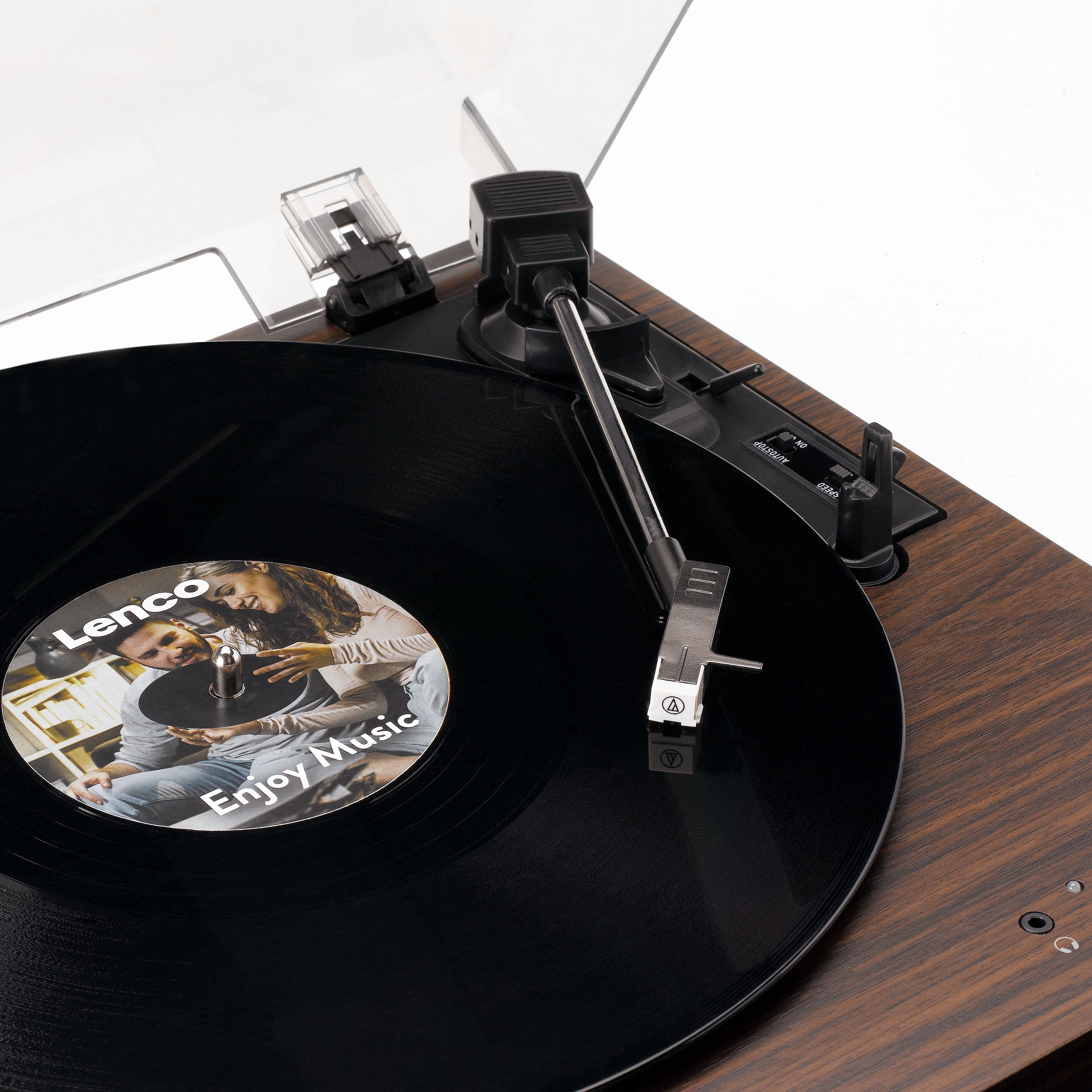 Plattenspieler mit Bluetooth®, zwei eingebauten Lautsprechern und AT3600L Tonabnehmer Wood