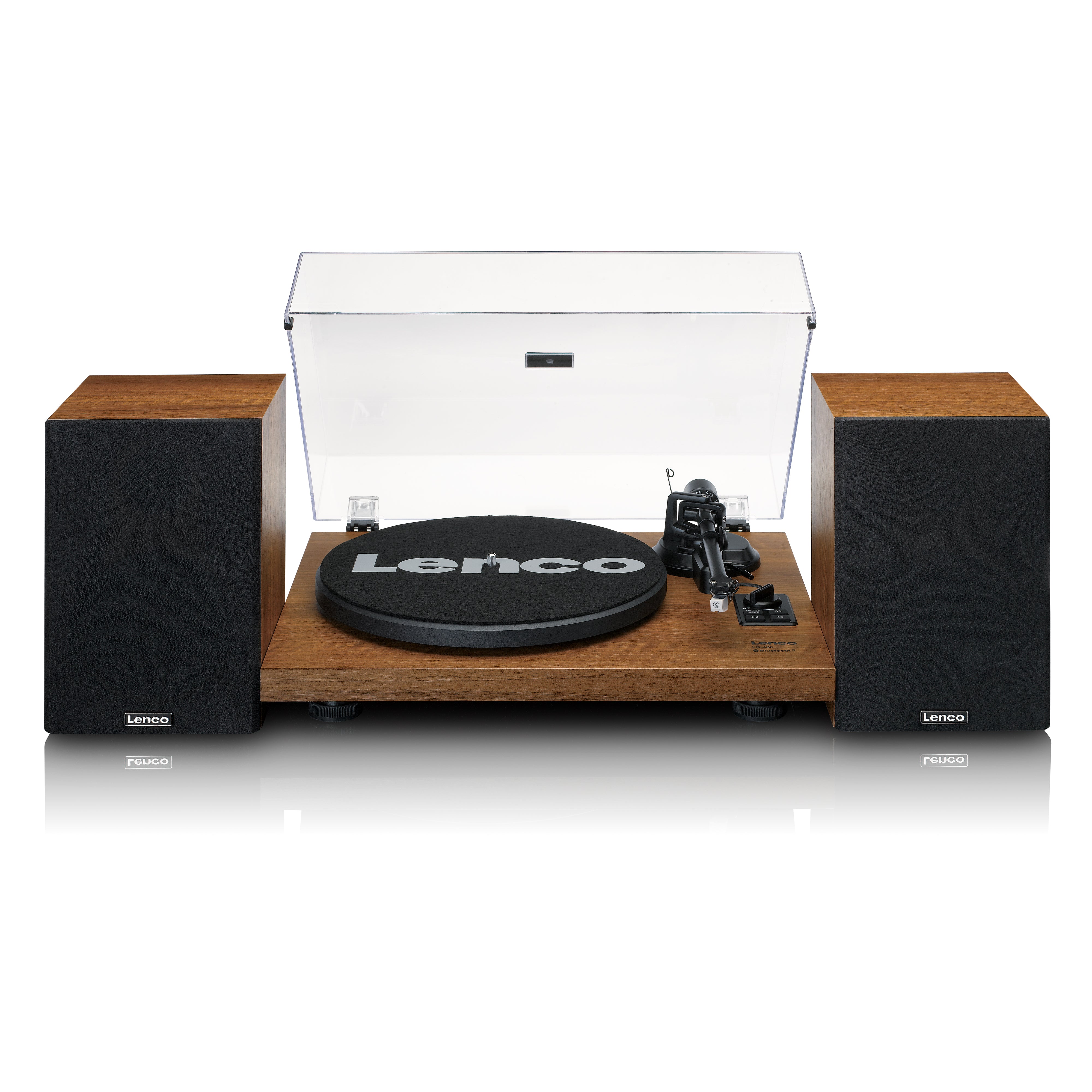 Plattenspieler mit integriertem Verstärker und Bluetooth® plus 2 externe Lautsprecher Wood