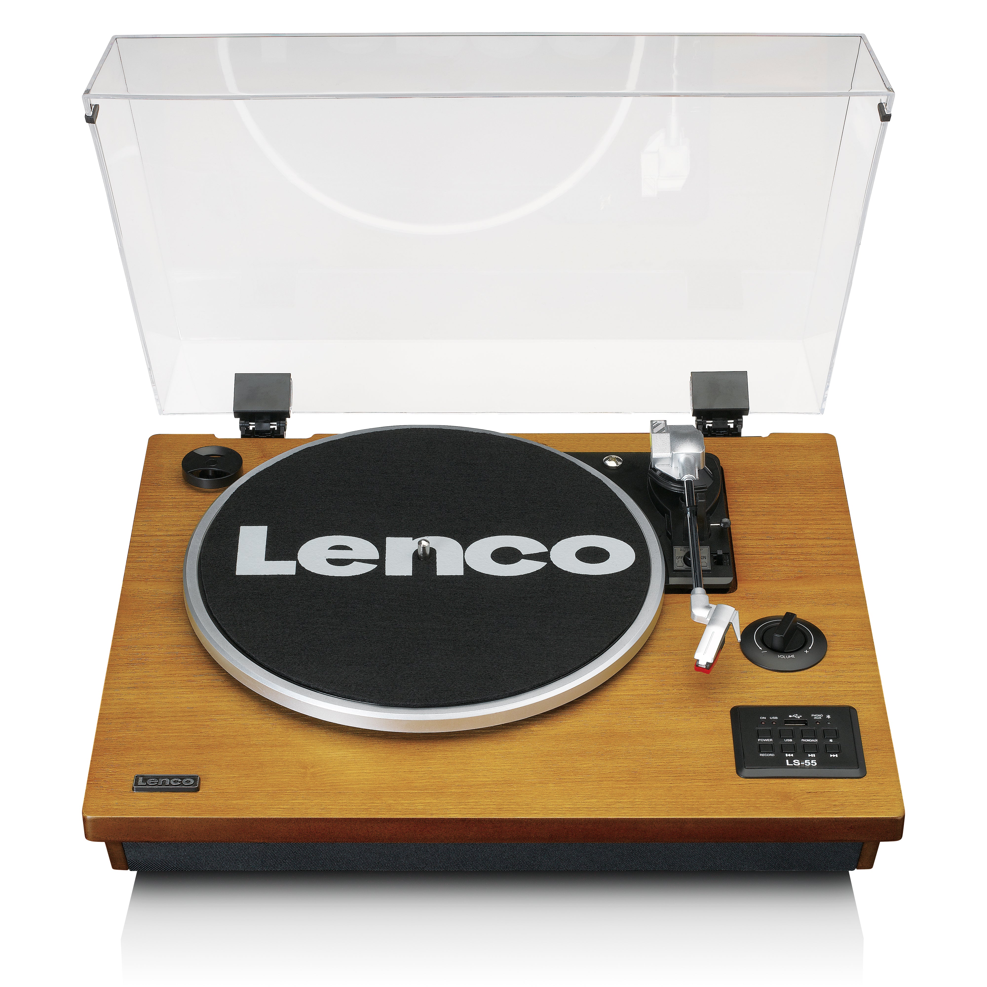 Plattenspieler mit Bluetooth®, USB-MP3-Encoder, Lautsprecher Holz