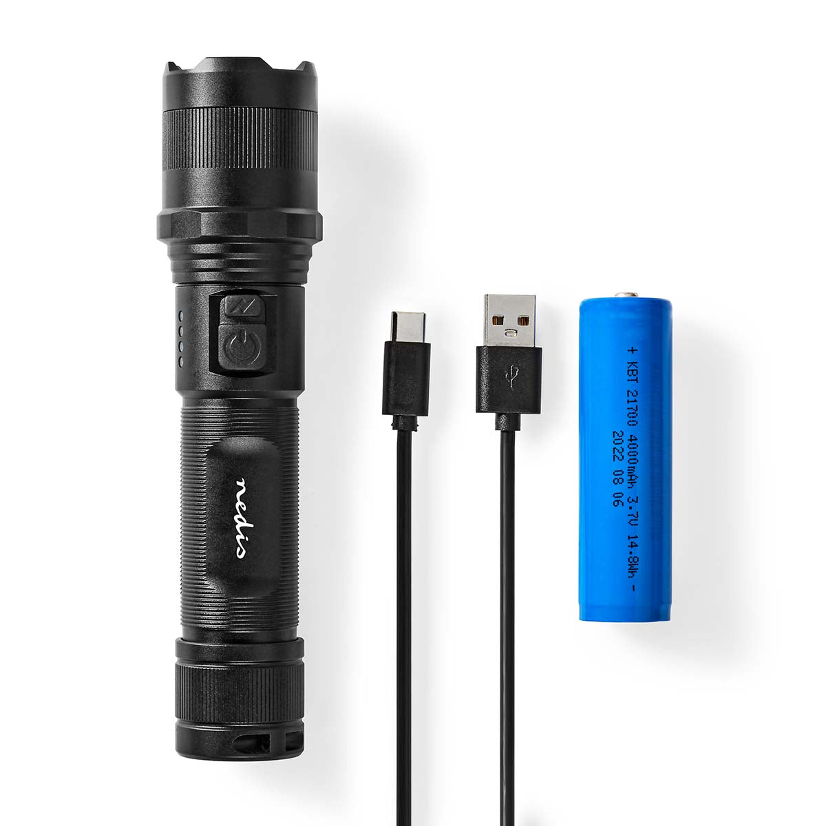 LED-Taschenlampe | Batteriebetrieben | 3.7 V DC | 10 W | N/A | Batterien enthalten | Wiederaufladbar | Nennlichtstrom: 1000 lm | Lichtbereich: 110 m | Strahlungswinkel: 9.5 °