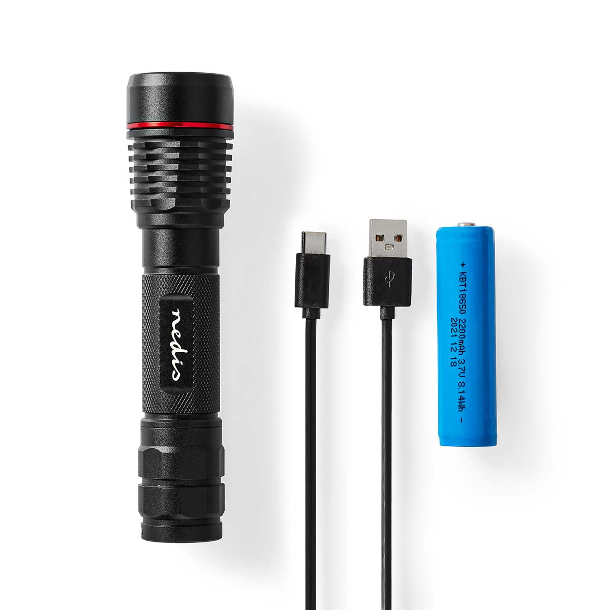 LED-Taschenlampe | Batteriebetrieben | 3.7 V DC | 10 W | N/A | Batterien enthalten | Wiederaufladbar | Nennlichtstrom: 1000 lm | Lichtbereich: 200 m | Strahlungswinkel: 10 °