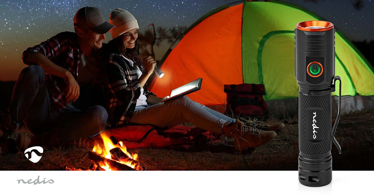 LED-Taschenlampe | Batteriebetrieben | 3.7 V DC | 20 W | N/A | Batterien enthalten | Wiederaufladbar | Nennlichtstrom: 2000 lm | Lichtbereich: 180 m | Strahlungswinkel: 10 °