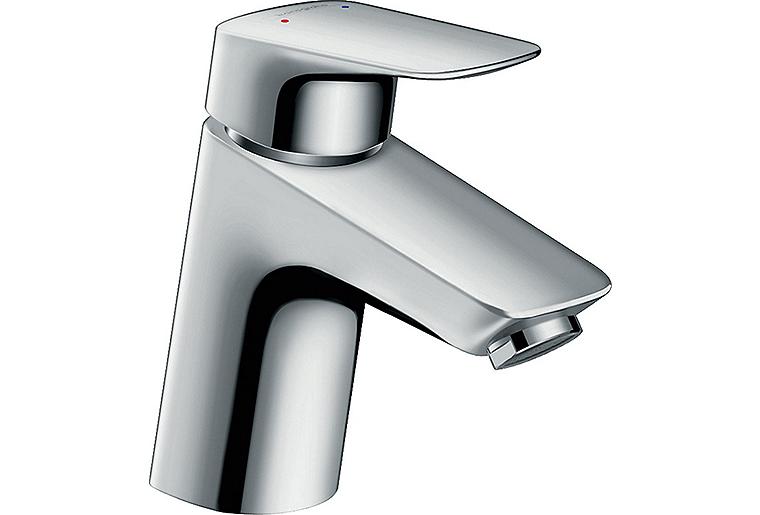 hansgrohe Wasserhahn Logis für Niederdruck (Armatur mit Auslauf Höhe 70mm und Push-Open Ablaufgarnitur) Chrom