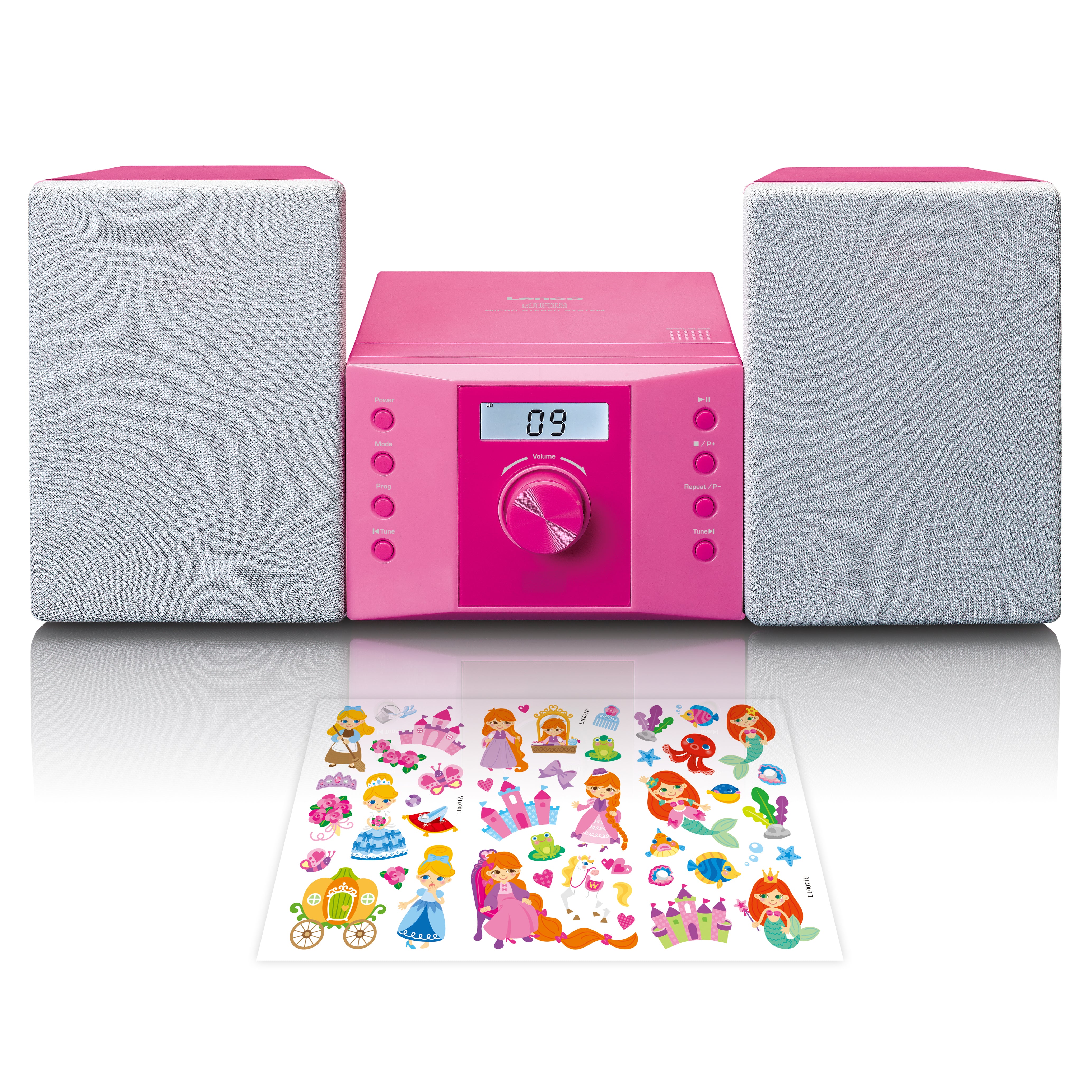 Micro-Set mit CD FM Radio AUX-IN Aufkleber Pink